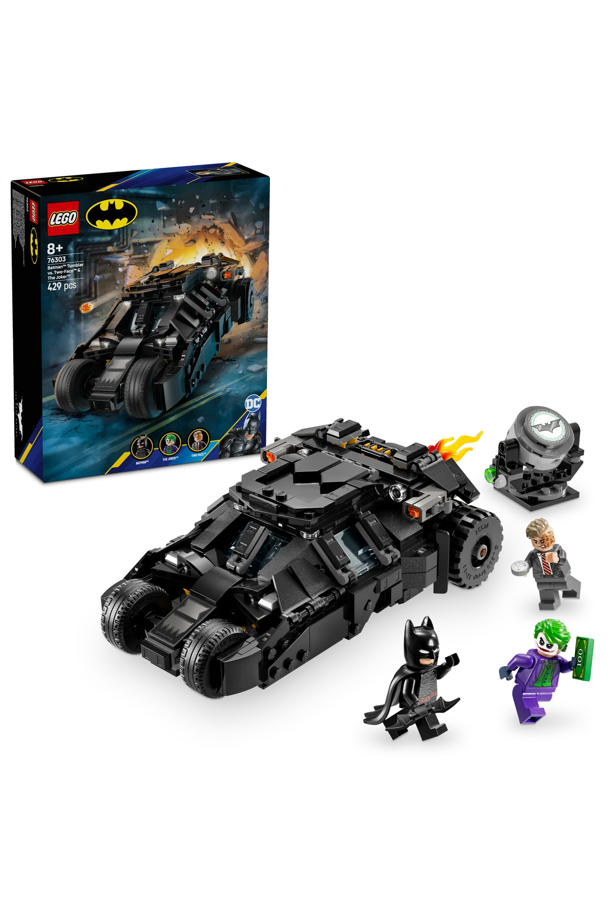 لگو و اسباب بازی های ساخت محور ® DC BATMAN™: BATMAN VS. TUMBLER, TWO FACE™ AND JOKER™ 76303 8+ TOY BUILDING SET 429P اورجینال LEGO