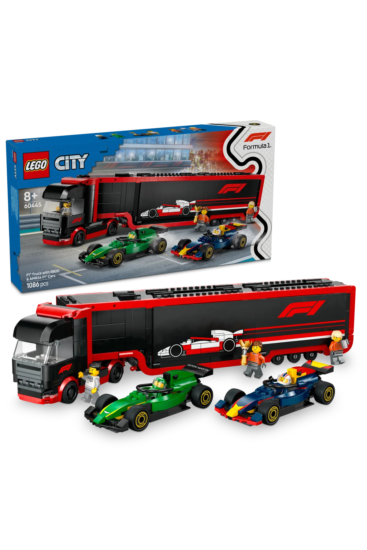 لگو و اسباب بازی های ساخت محور ® CITY RB20 AMR24 F1® TRUCK WITH CAR 60445 8+ ست ساختمان خلاق 1086 اورجینال LEGO
