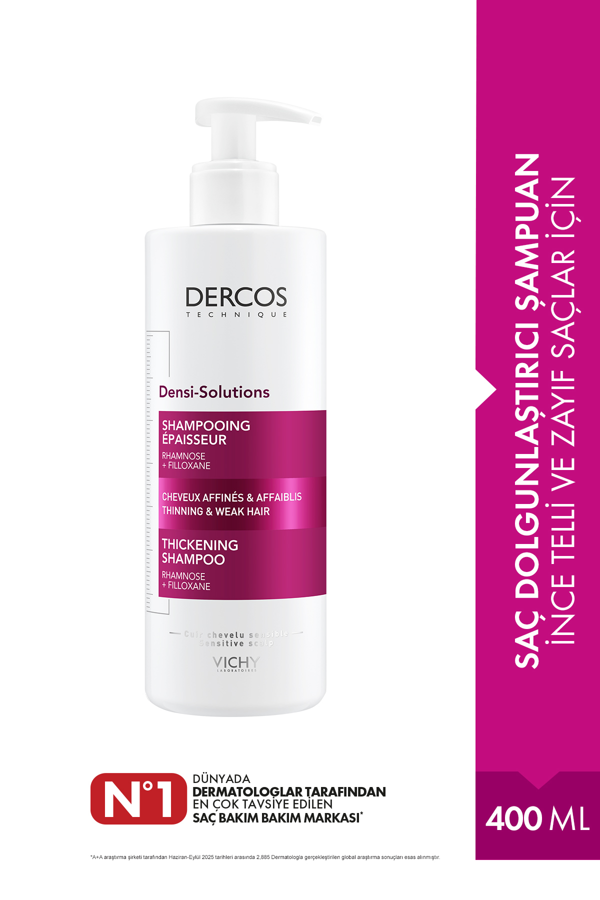 شامپو تقویت‌کننده و حجم‌دهنده ویشی Vichy Dercos Densi-Solutions ۴۰۰ میلی‌لیتر