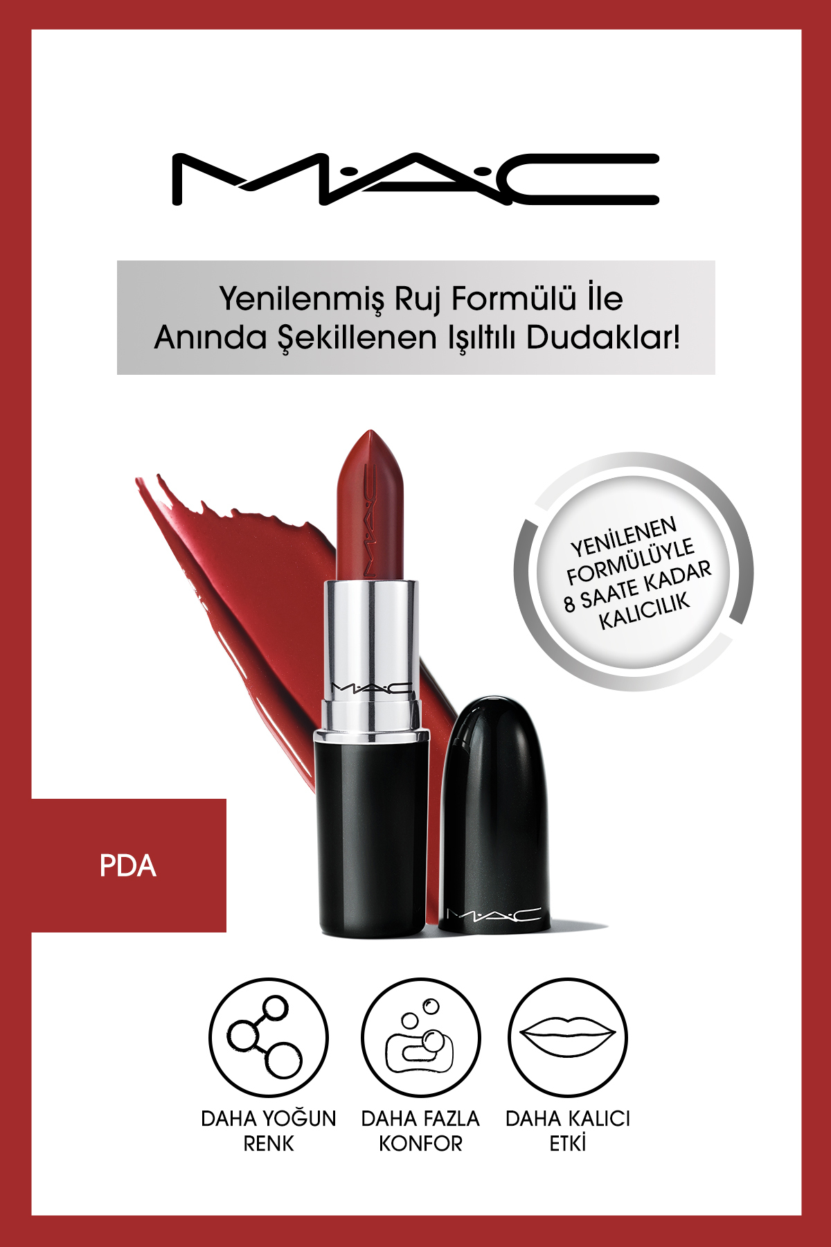 Mac لعاب شفاف و درخشان لب رژ لب رنگ PDA