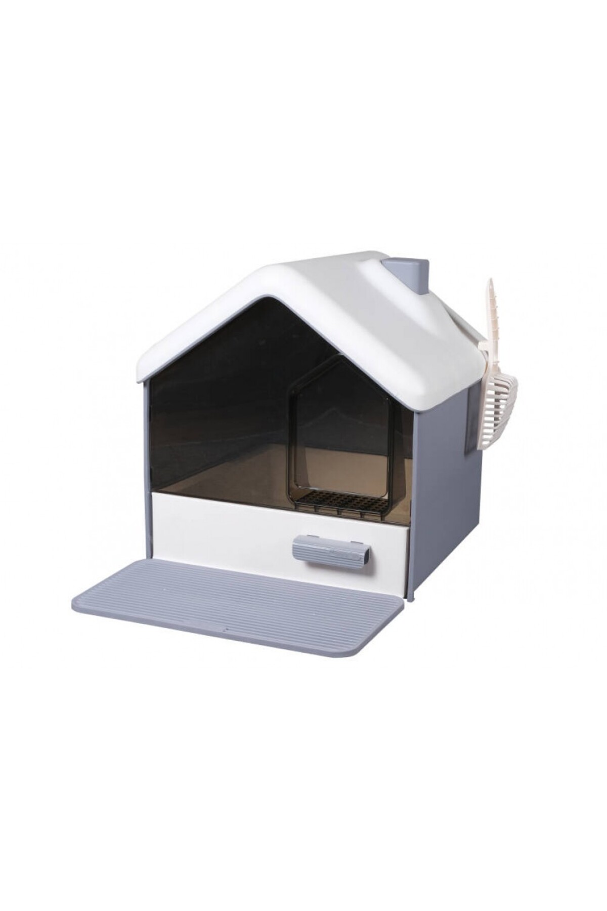 توالت گربه دربسته پتس هوم PETS HOME مدل MSP-112، خاکستری، همراه کشو، زیرانداز و بیلچه، ۴۸×۴۶×۵۱ سانتی‌متر