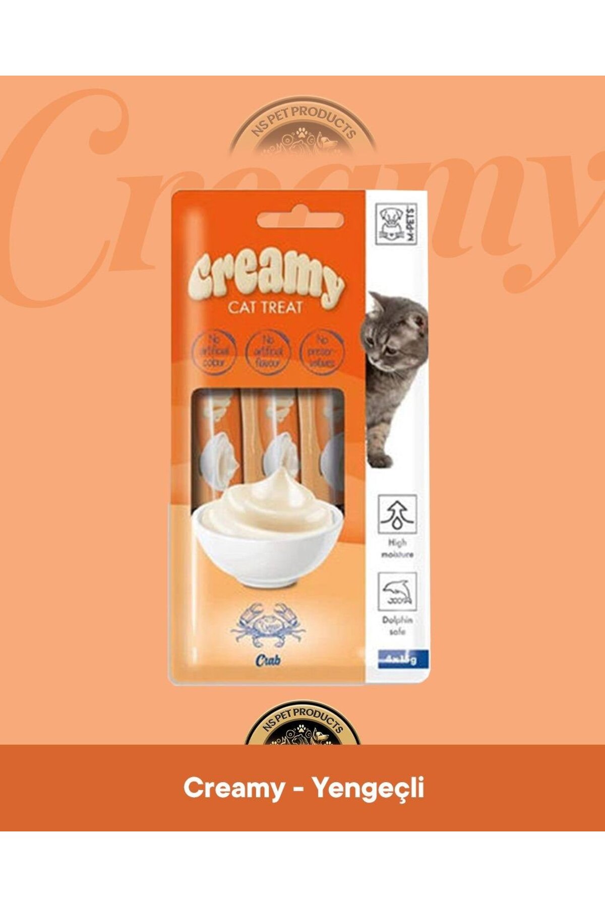تشویقی کرمی گربه ام‌پتس M-PETS با طعم خرچنگ، ۴ × ۱۵ گرم