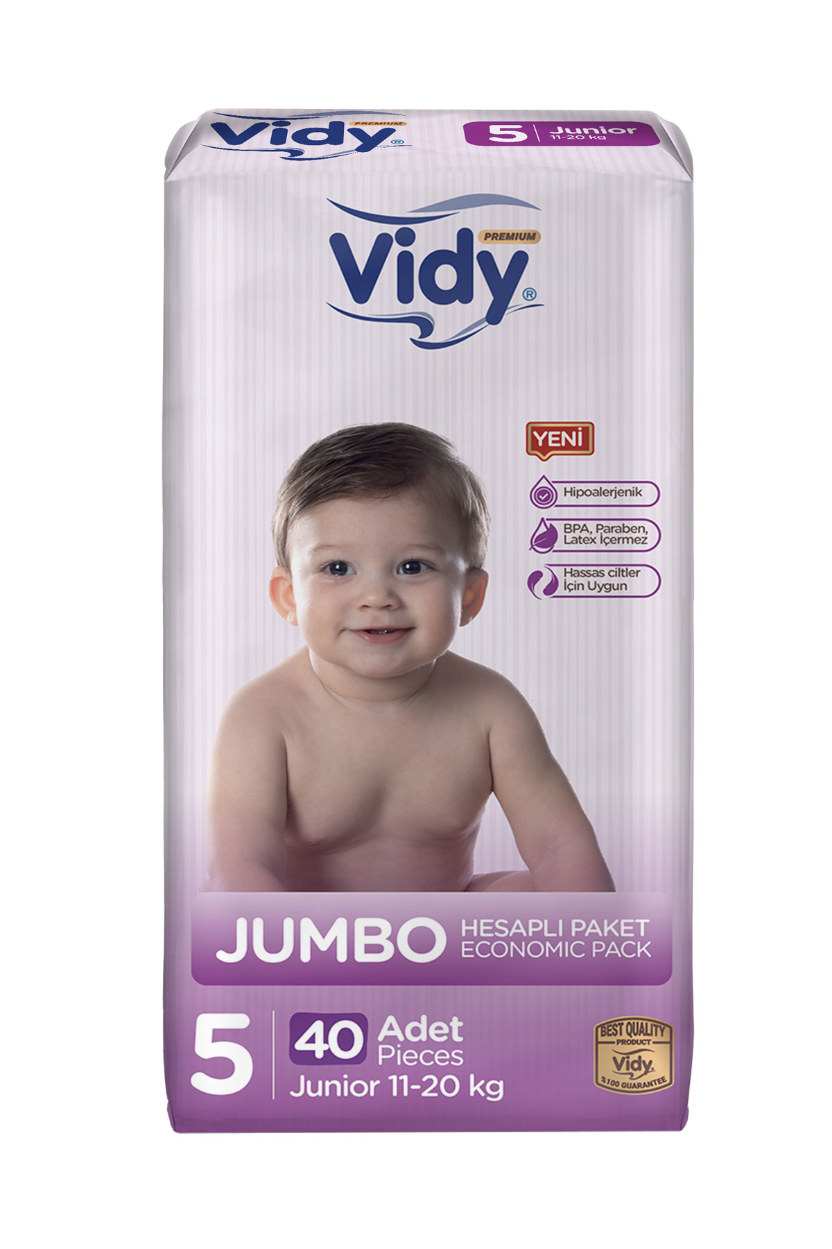 پوشک بچه سایز 5 JUNIOR PREMIUM 40 عددی جامبو اقتصادی 11 20 کیلوگرم ضد نشتی حساسیت اورجینال Vidy
