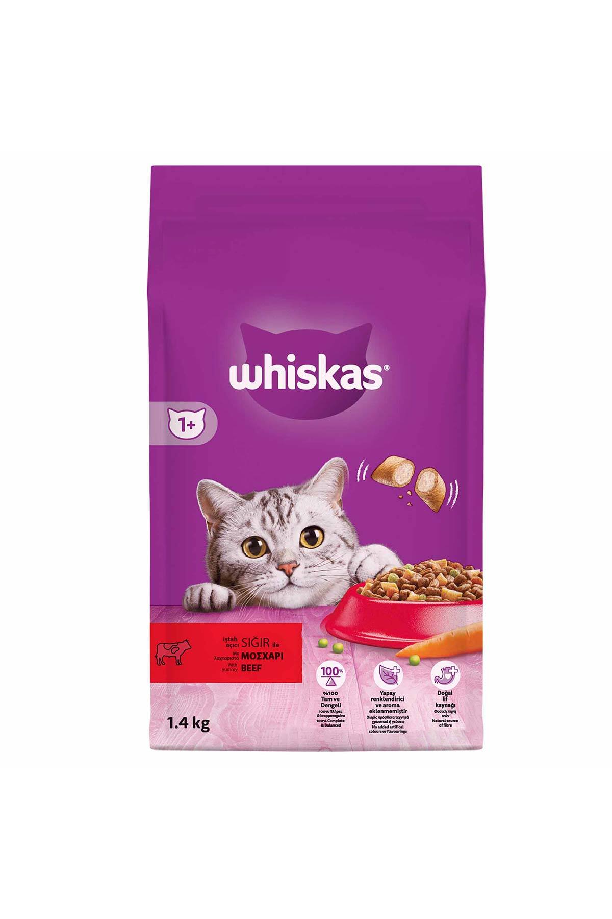 غذای خشک گربه ویسکاس Whiskas با طعم گوشت گاو، ۱٫۴ کیلوگرم 1,4 Kg