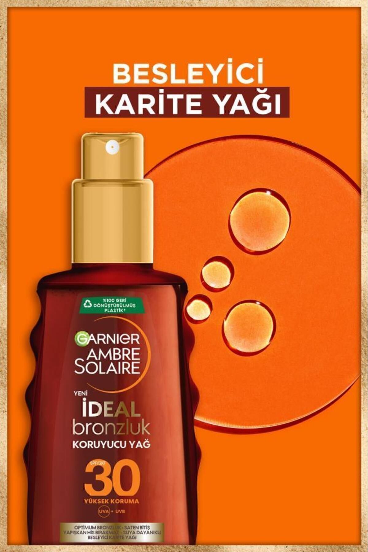 Garnier روغن برنزه‌کننده آمبر سولایر ایده‌آل برانز SPF30 150 میلی‌لیتر