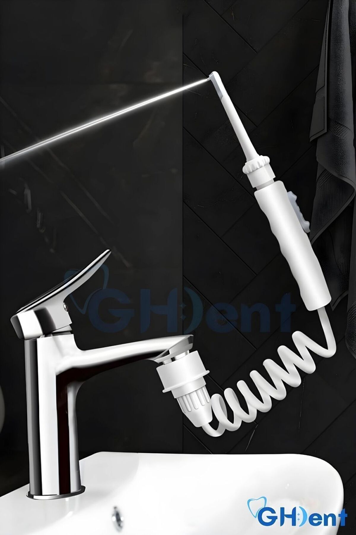 مسواک شارژی دوش خوراکی GH15 با آویز استاندارد 3 سر مرحله سوراخ جلوه ماساژ شارژ باتری بدون مخزن اورجینال GHDENT