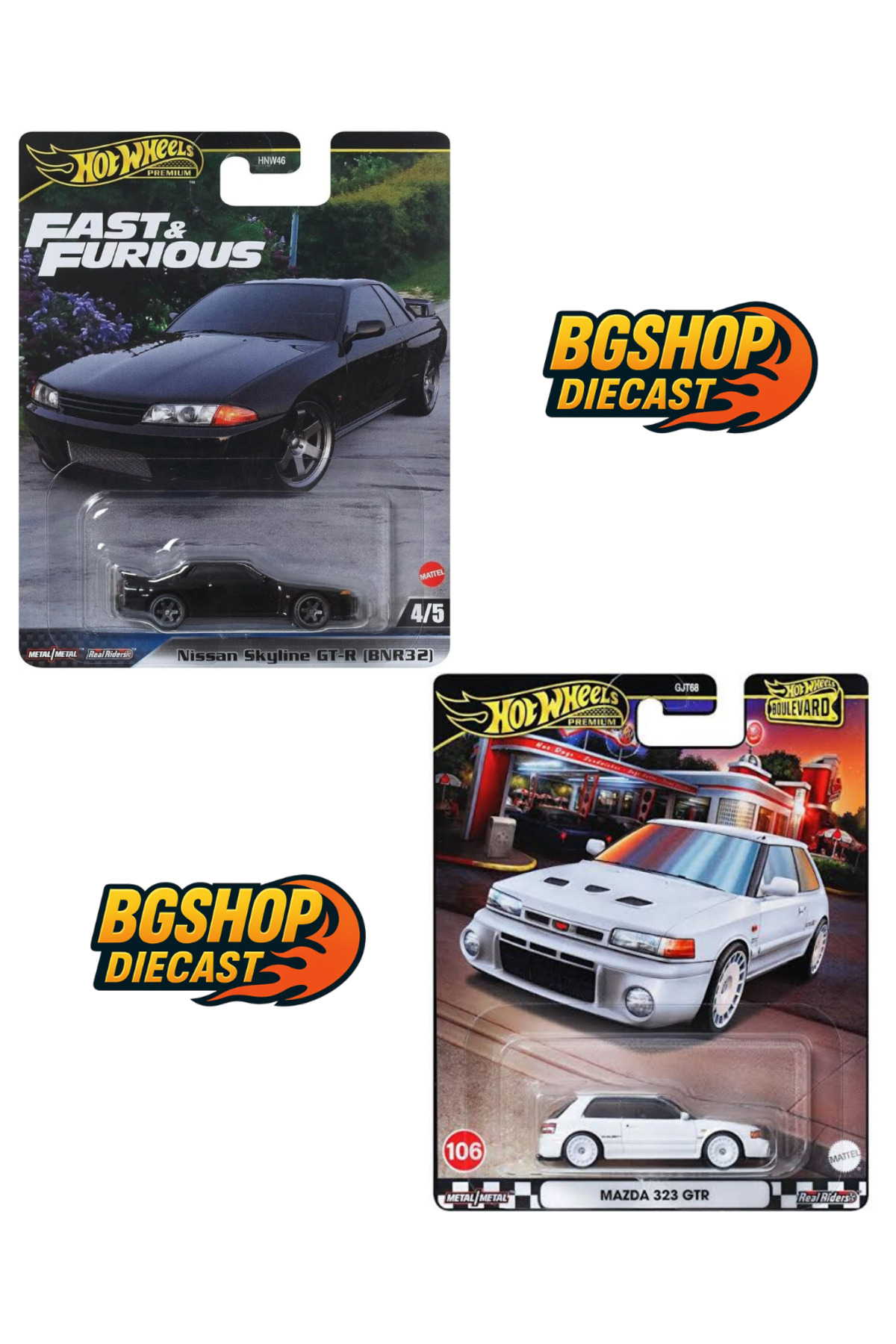 ماشین اسباب بازی ممتاز FAST AND FURIOUS NISSAN SKYLINE GT R BNR32 بلوار مزدا 323 GTR از ترکیه HOT WHEELS