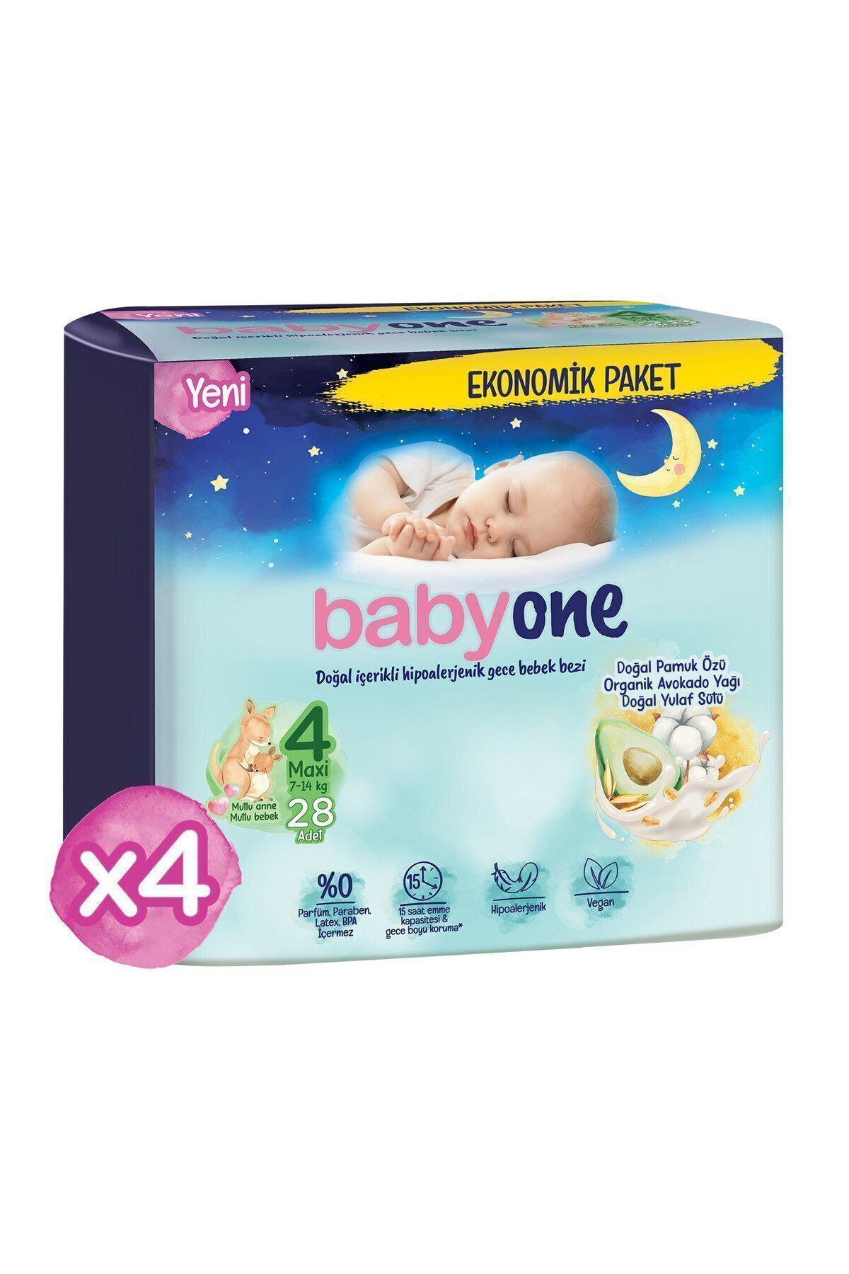پوشک بچه شب جدید سایز 4 MAXI ULTRA OPPORTUNITY بسته 112 عددی اورجینال Babyone