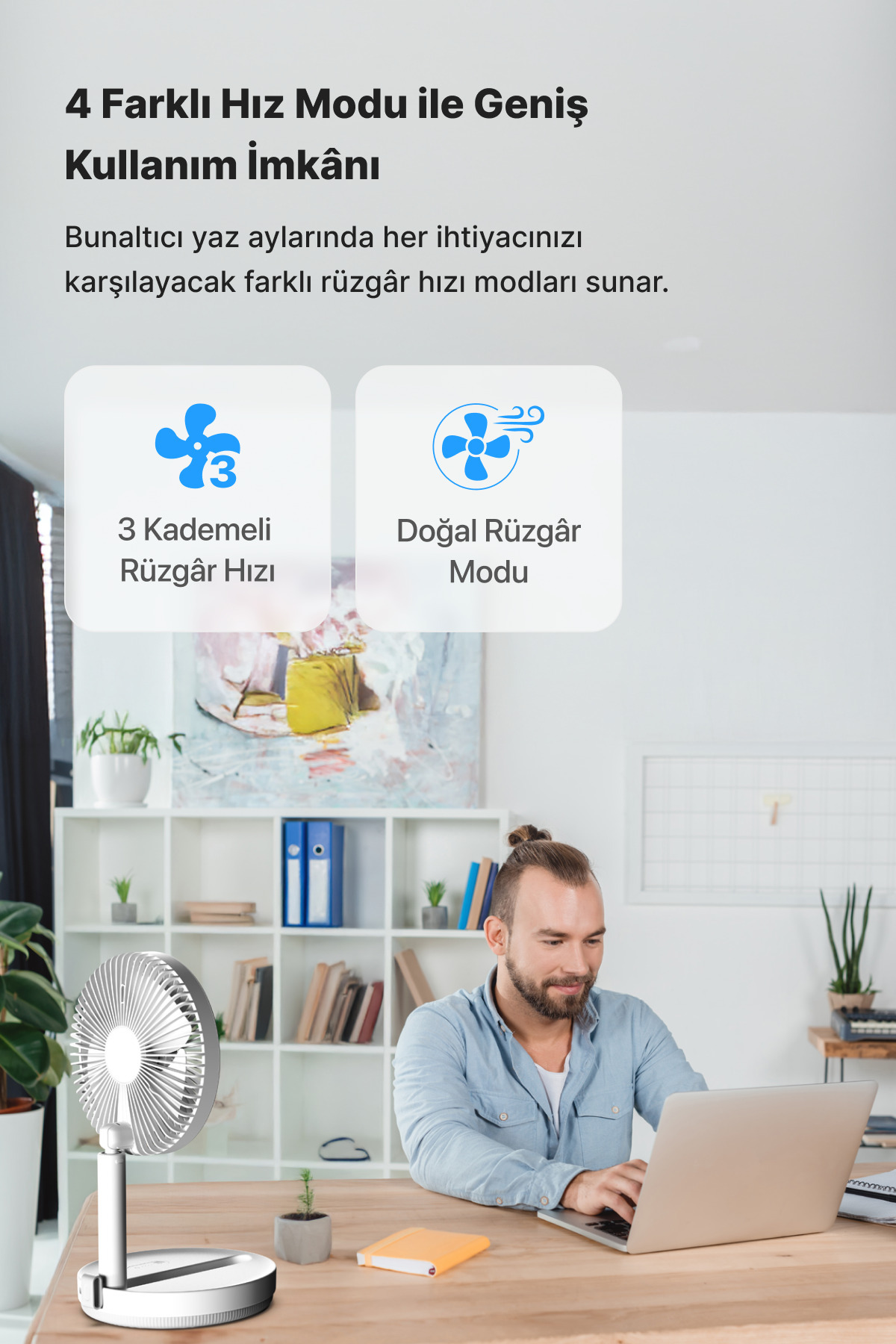 پنکه شارژی پایه‌دار زنون اسمارت Xenon Smart مدل X6103، ۸۰۰۰ میلی‌آمپرساعت، سه‌سرعته، سفید