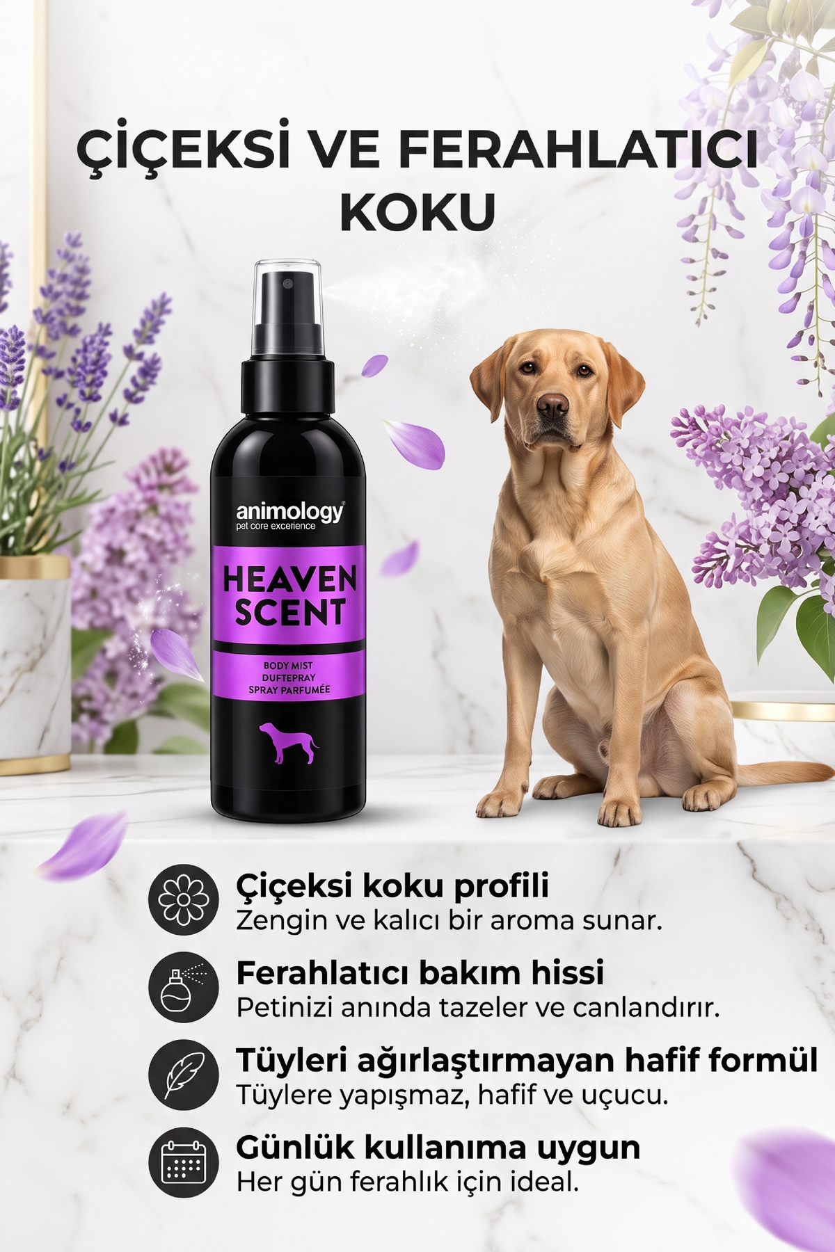 مه‌پاش خوشبوکننده گربه و سگ Heaven Scent، ۱۵۰ میلی‌لیتر، رایحه گل‌دار، وگان