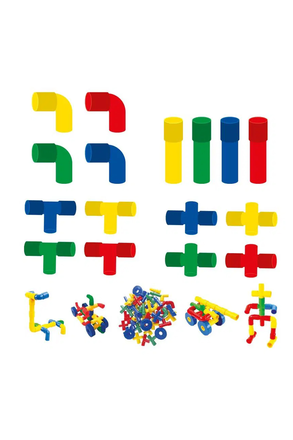 لگو و اسباب بازی های ساخت محور 72 تکه لوله + 200 قطعه بلوک ساختمانی TIKTAK از ترکیه toysnet