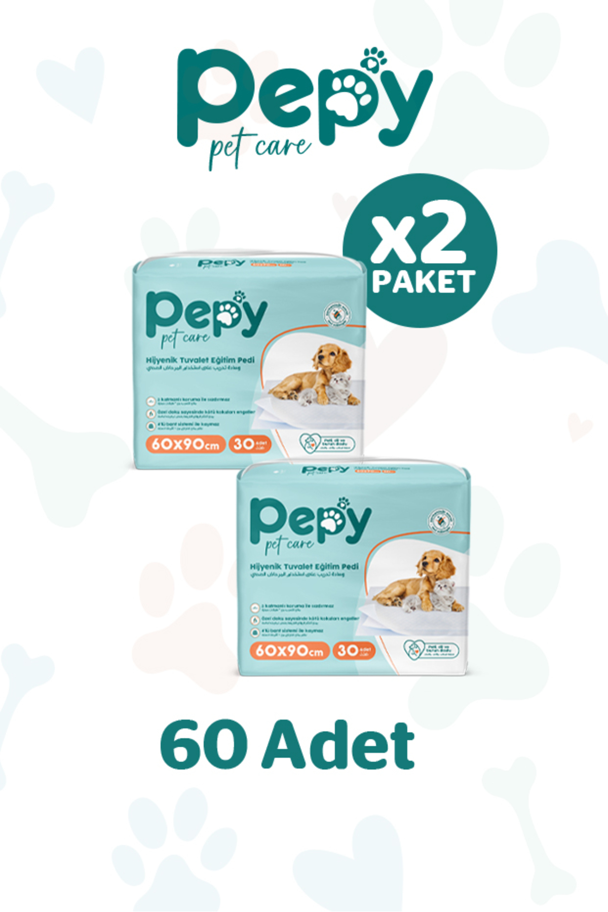 پد بهداشتی آموزش دستشویی سگ پپی PEPY، مدل PED--60، بسته ۶۰ عددی