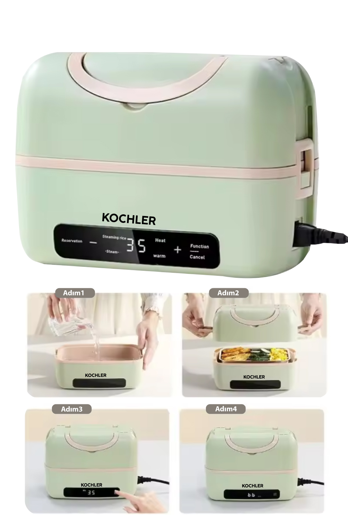 فلاسک قمقمه غذا و گرمکن برقی برای خانه اداره سفر 1.2 لیتر سالم بدون BPA اورجینال kochler