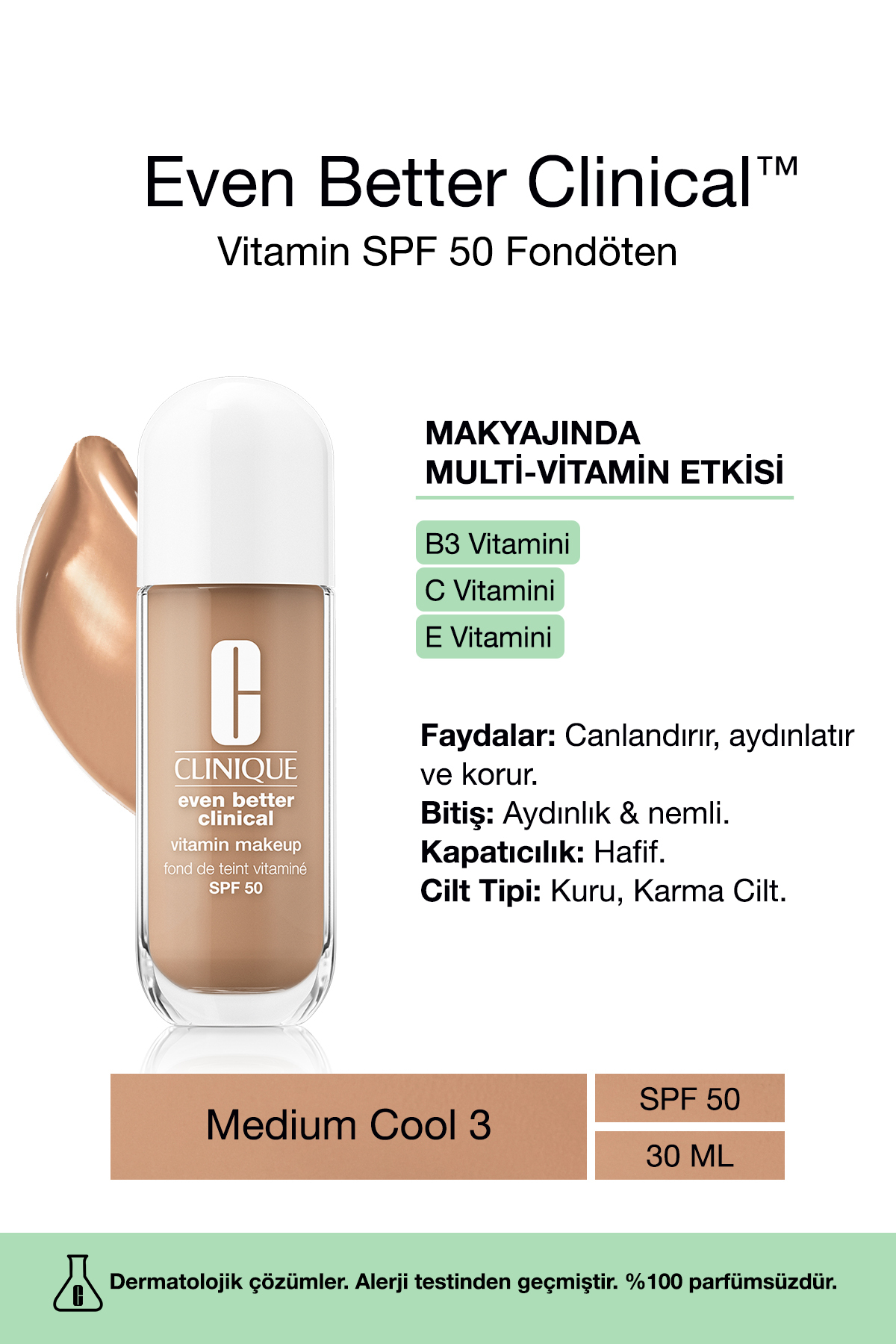 کرم پودر حتی بهتر ویتامین آرایش SPF 50 بنیاد رنگ: خنک متوسط ​​3 30ML | سی Clinique