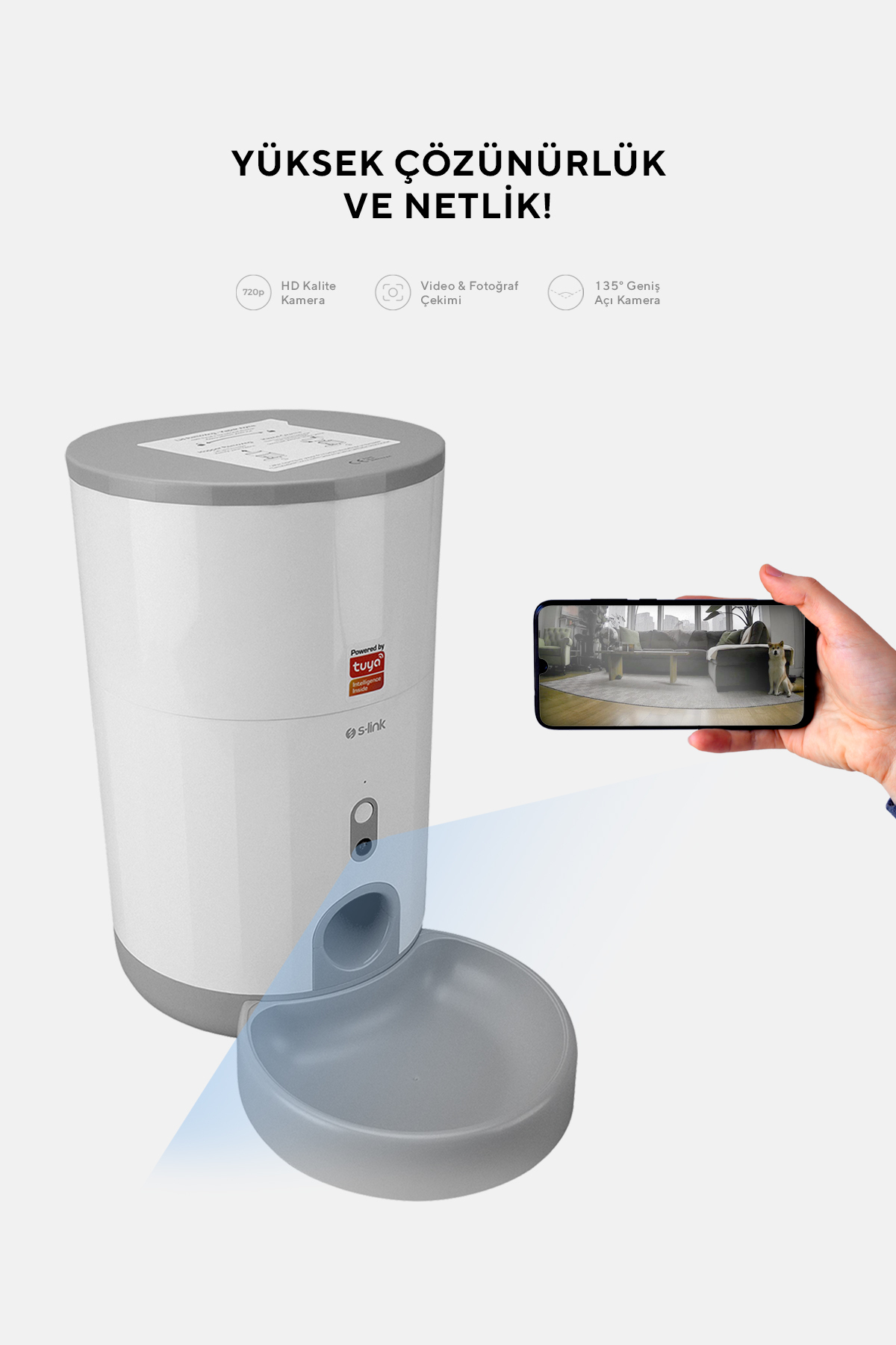 غذادهنده خودکار حیوانات اس‌لینک S-LINK SL-21 با دوربین 720p و ظرفیت ۲٫۶ لیتر 2.6l
