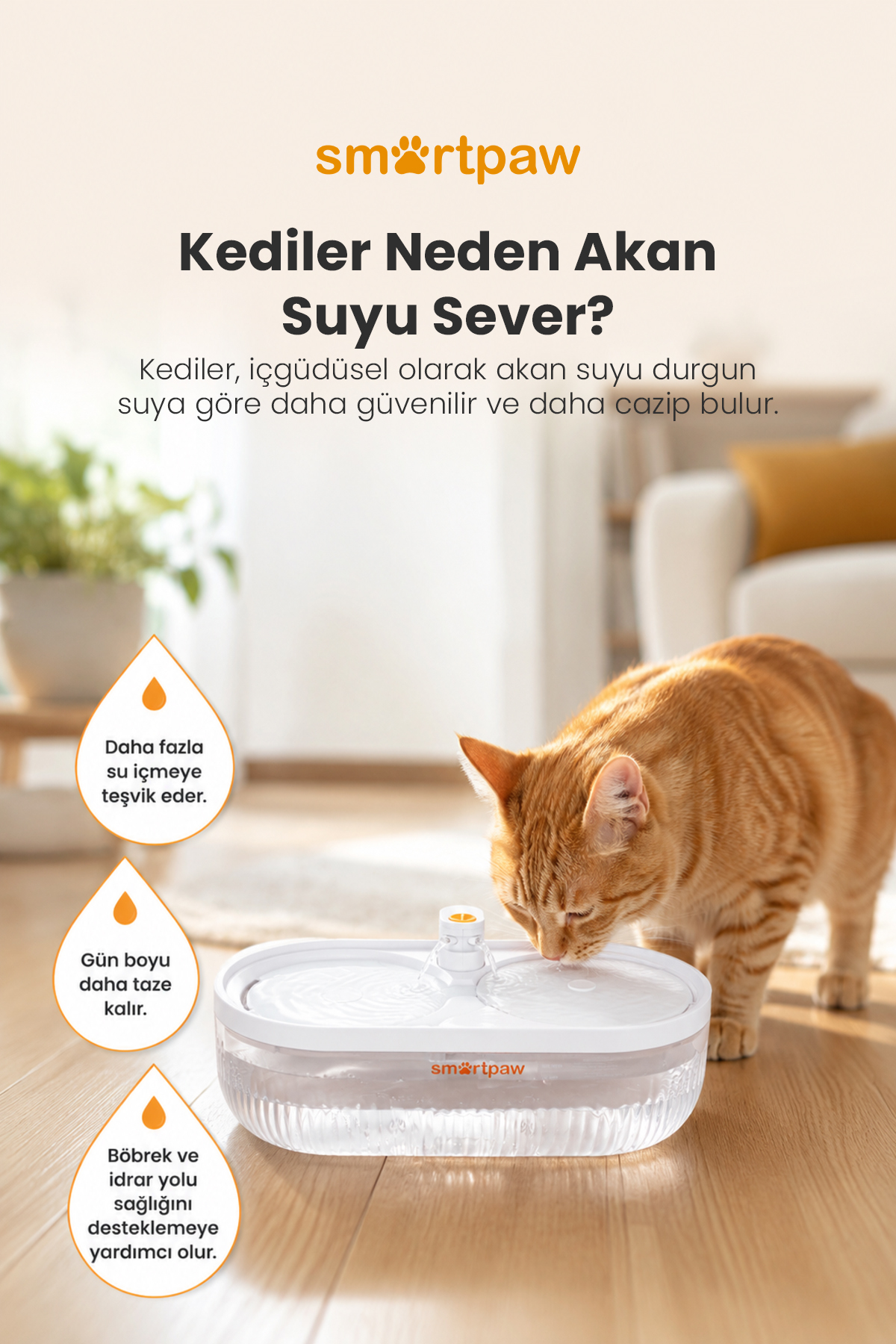 آب‌نمای خودکار گربه اسمارت‌پاو SMARTPAW Aqua Lite، ظرفیت ۴ لیتر، مدل YSJ01