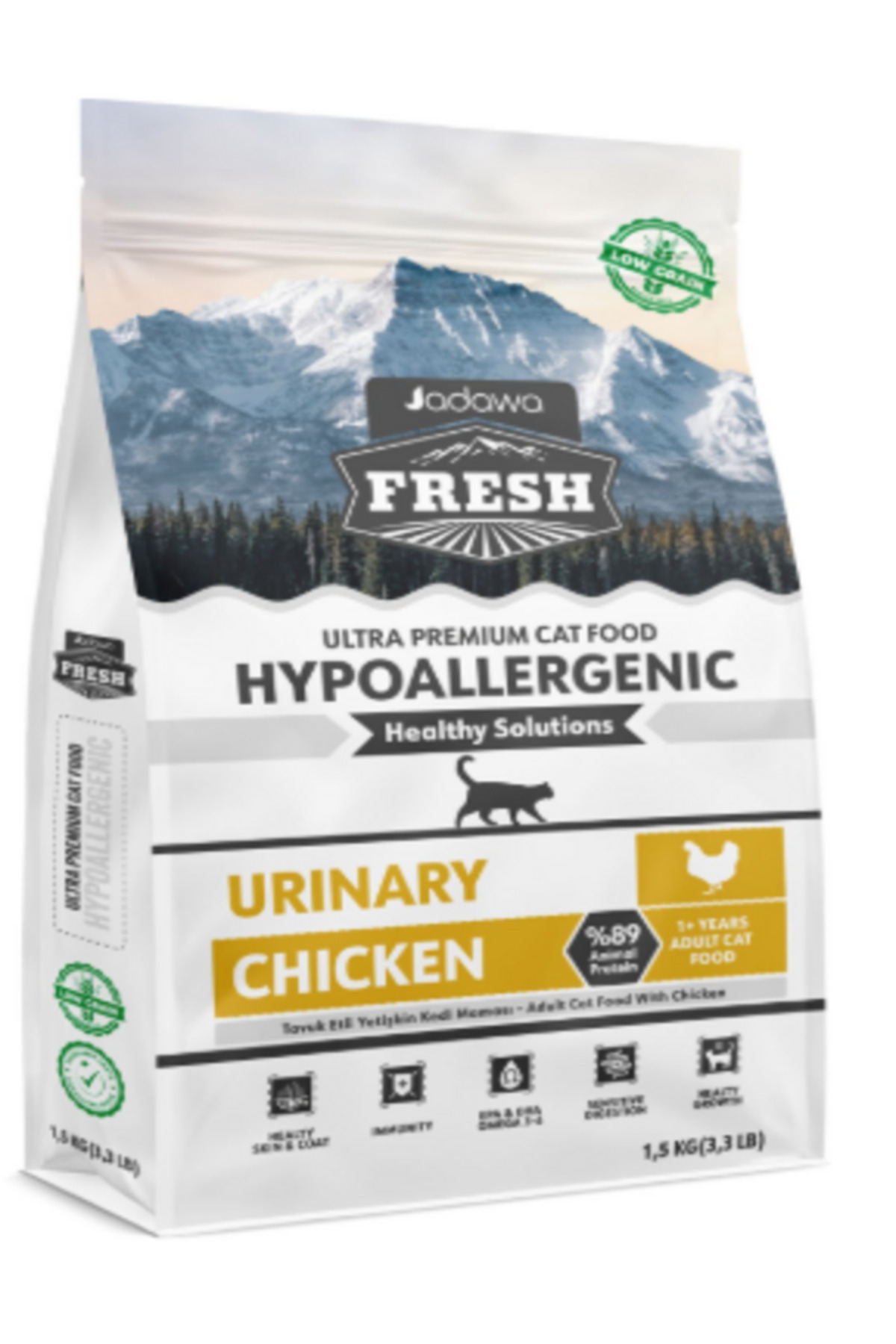 غذای خشک گربه بالغ جاداوا Jadawa Fresh Ultra Premium Hypoallergenic Chicken Urinary، ۱٫۵ کیلوگرم 1,5 KG