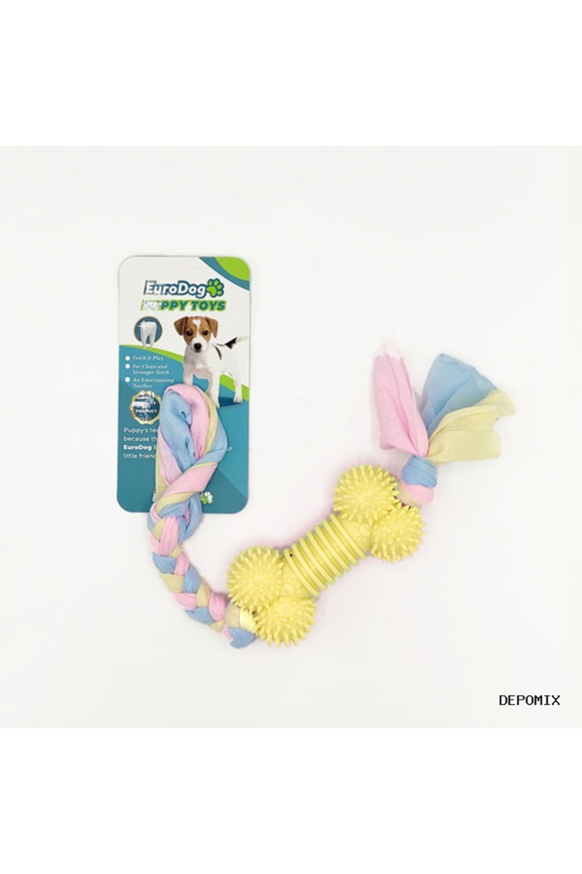 اسباب‌بازی دندان‌گیر توله‌سگ یوروداگ Eurodog Puppy T، استخوان زرد، کد 13834