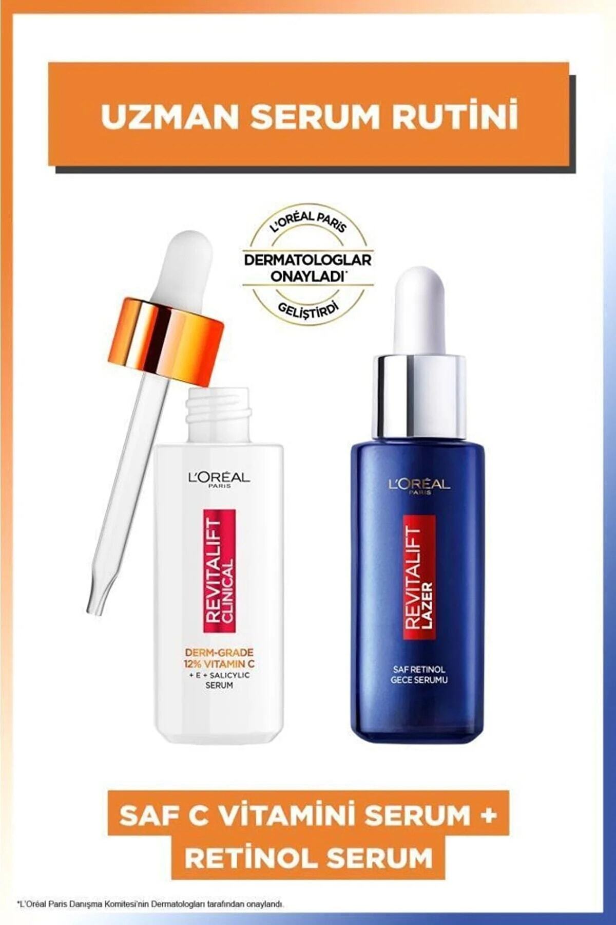 ست مراقبت پوست 12 ٪ ویتامین C خالص سرم و لیزر REVITALIFT شب رتینول L'Oreal Paris