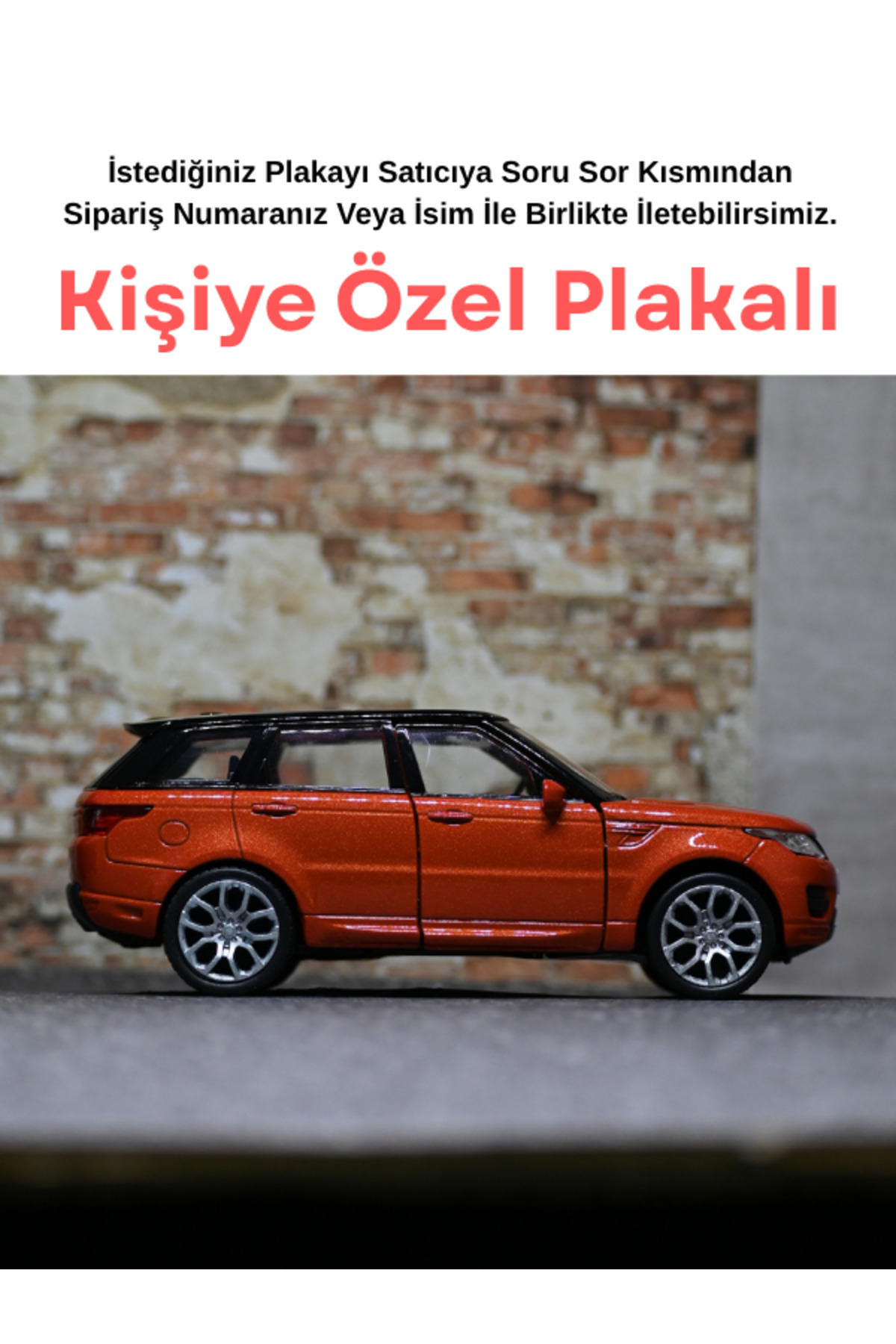 مدل خودرو ماشین اسباب بازی فلزی RANGE ROVER SPORT با پلاک شخصی شده نارنجی از ترکیه bebeym