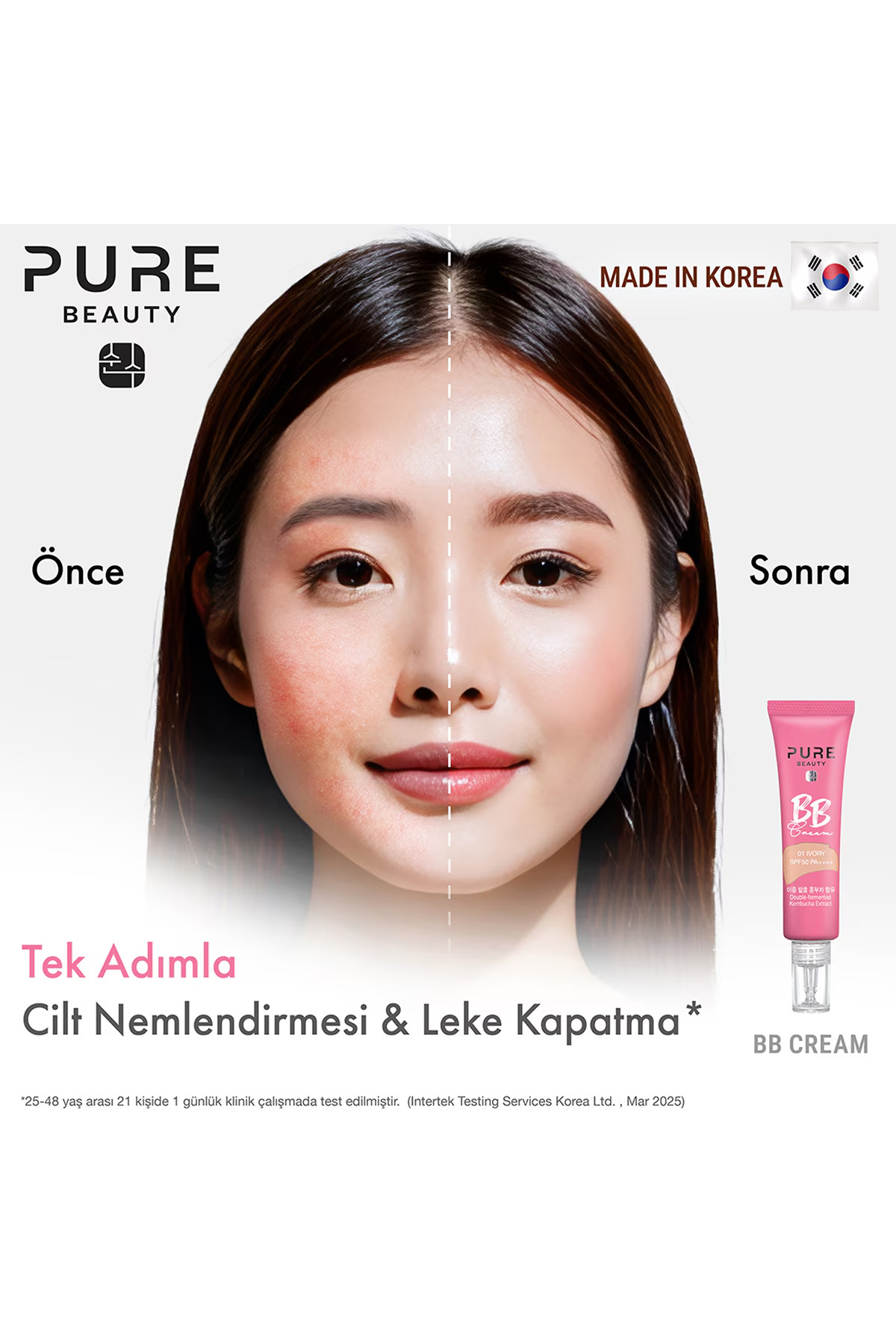 کرم بی‌بی پیور بیوتی PURE BEAUTY SPF50 PA++++ رنگ طبیعی، ۳۰ میلی‌لیتر بژ