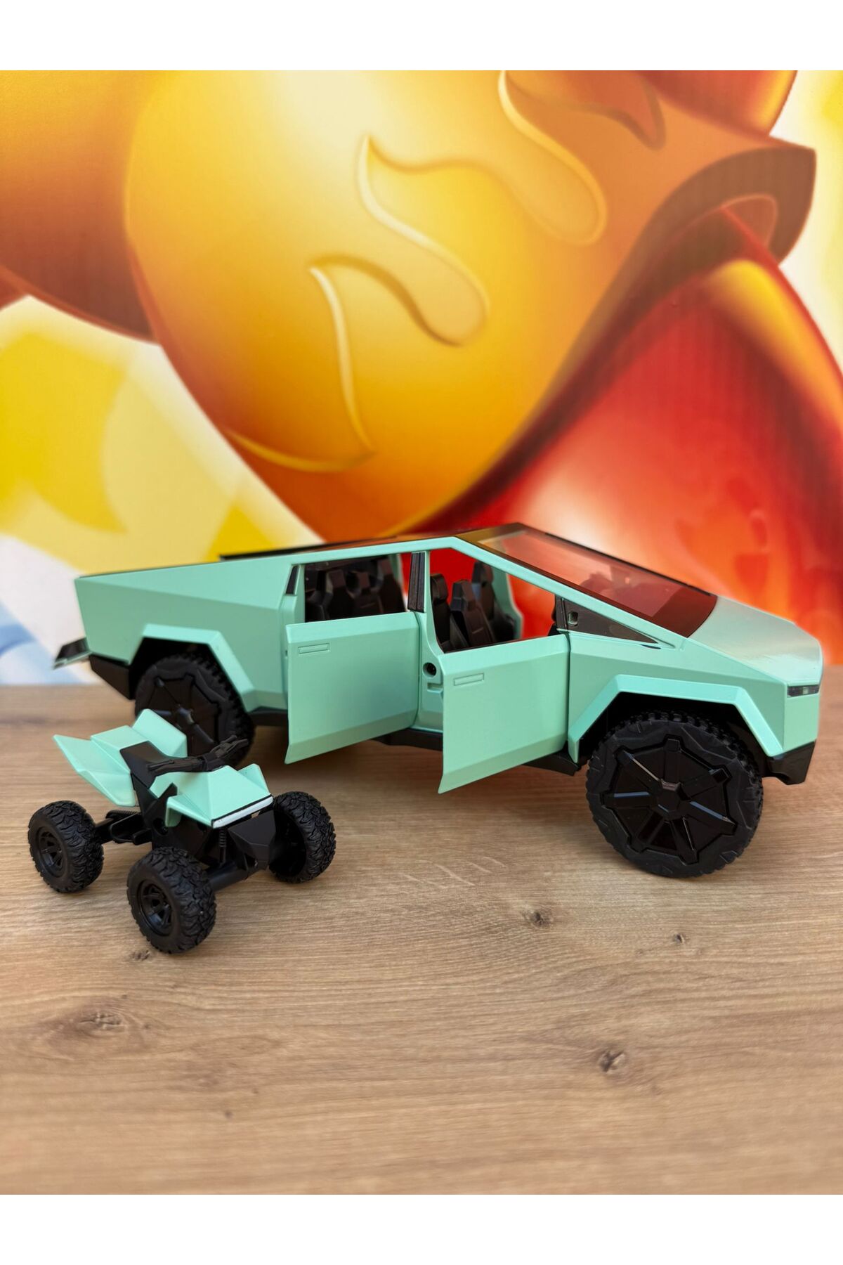 مدل خودرو DIECAST METAL TESLA CYBERTRUCK PICKUP 1:24 موتوریزه تسلا درهای باز شدن با صدا و نور اورجینال scntoys