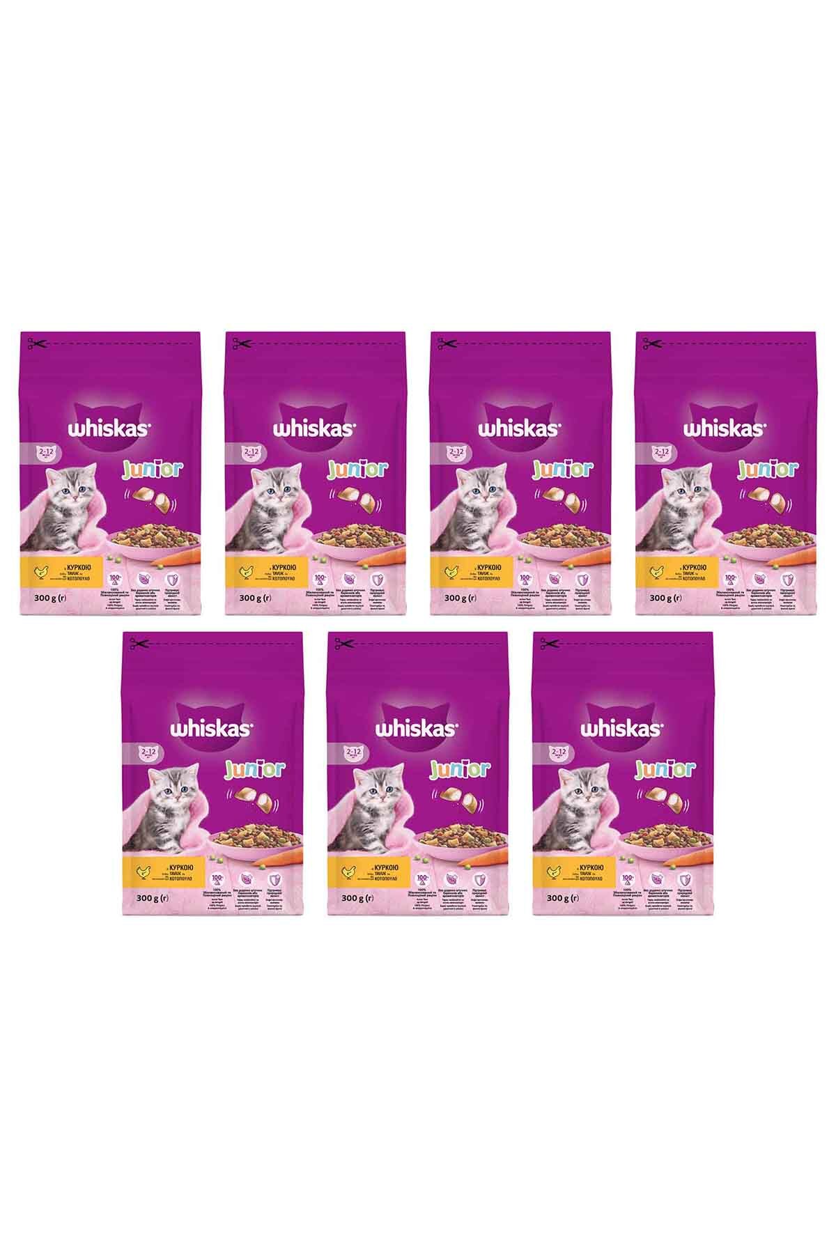 غذای خشک بچه‌گربه با مرغ ویسکاس Whiskas، ۳۰۰ گرم، 7x