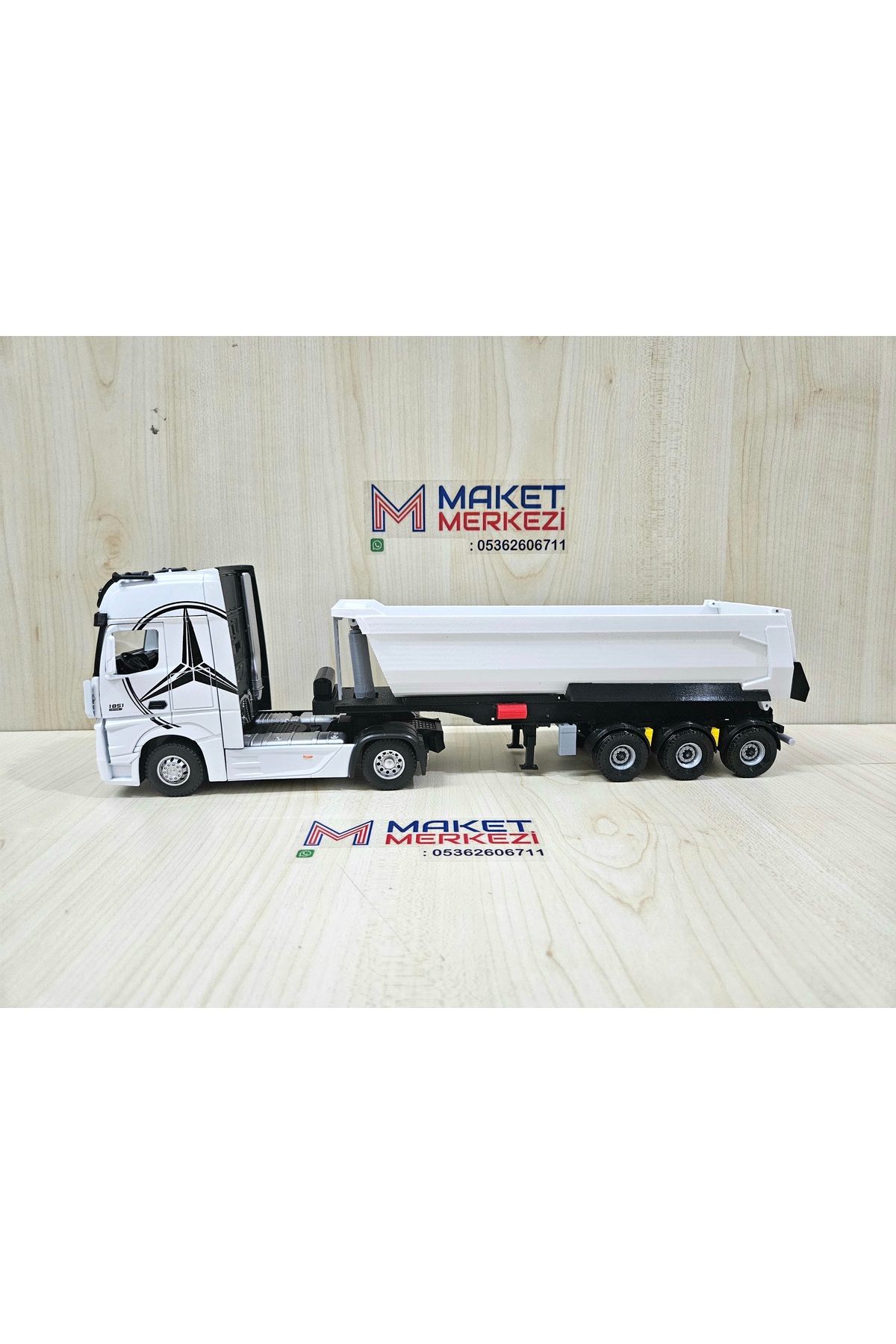 مدل خودرو 35 سانتی متر طول 1 36 MERCEDES ACTROS DUMP TRUCK MODEL نام نوشته شده سفید اورجینال Maket