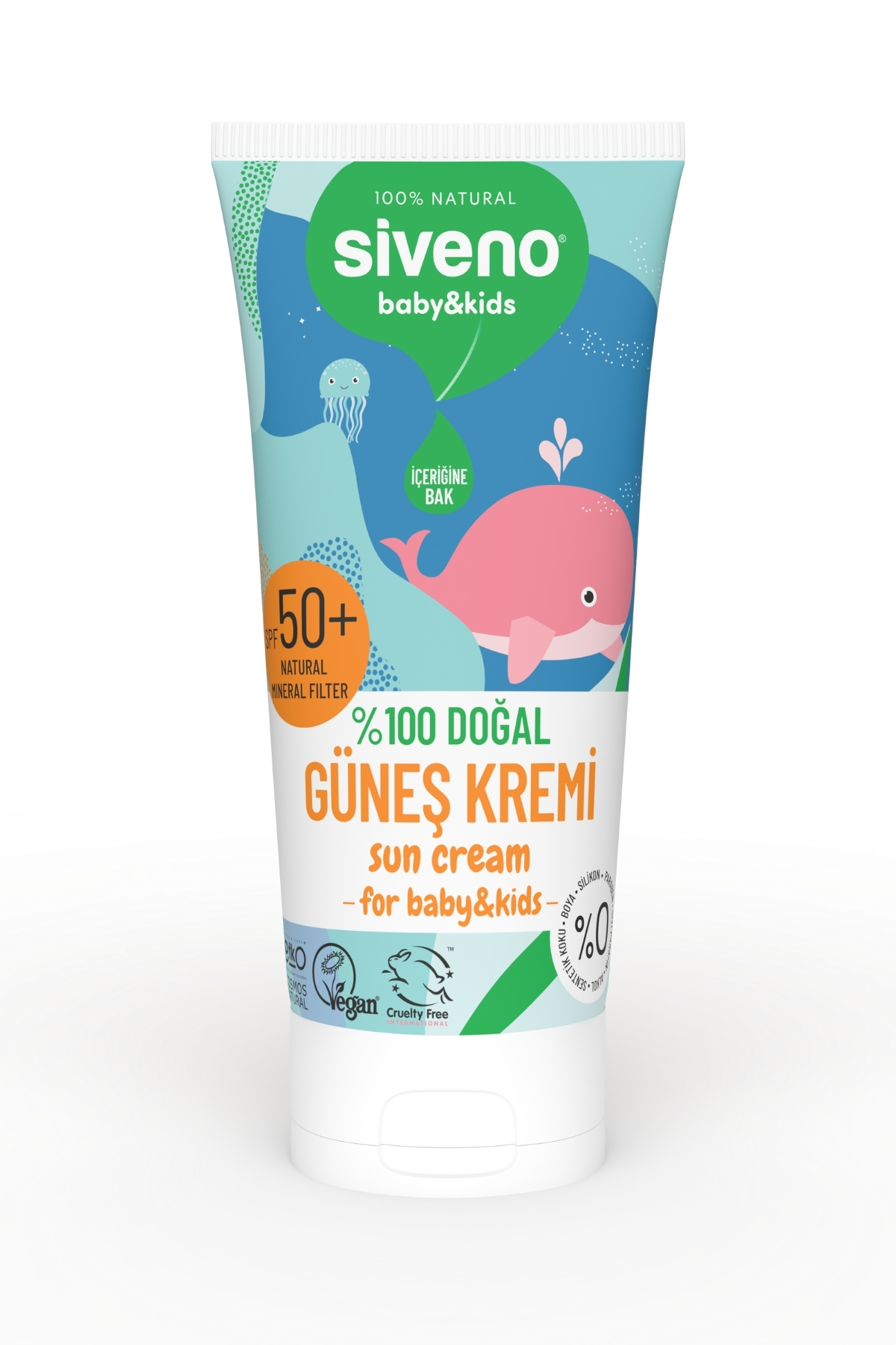Siveno کرم ضدآفتاب طبیعی بچه‌ها با SPF50+ و خواص آنتی‌اکسیدانی و مرطوب‌کننده