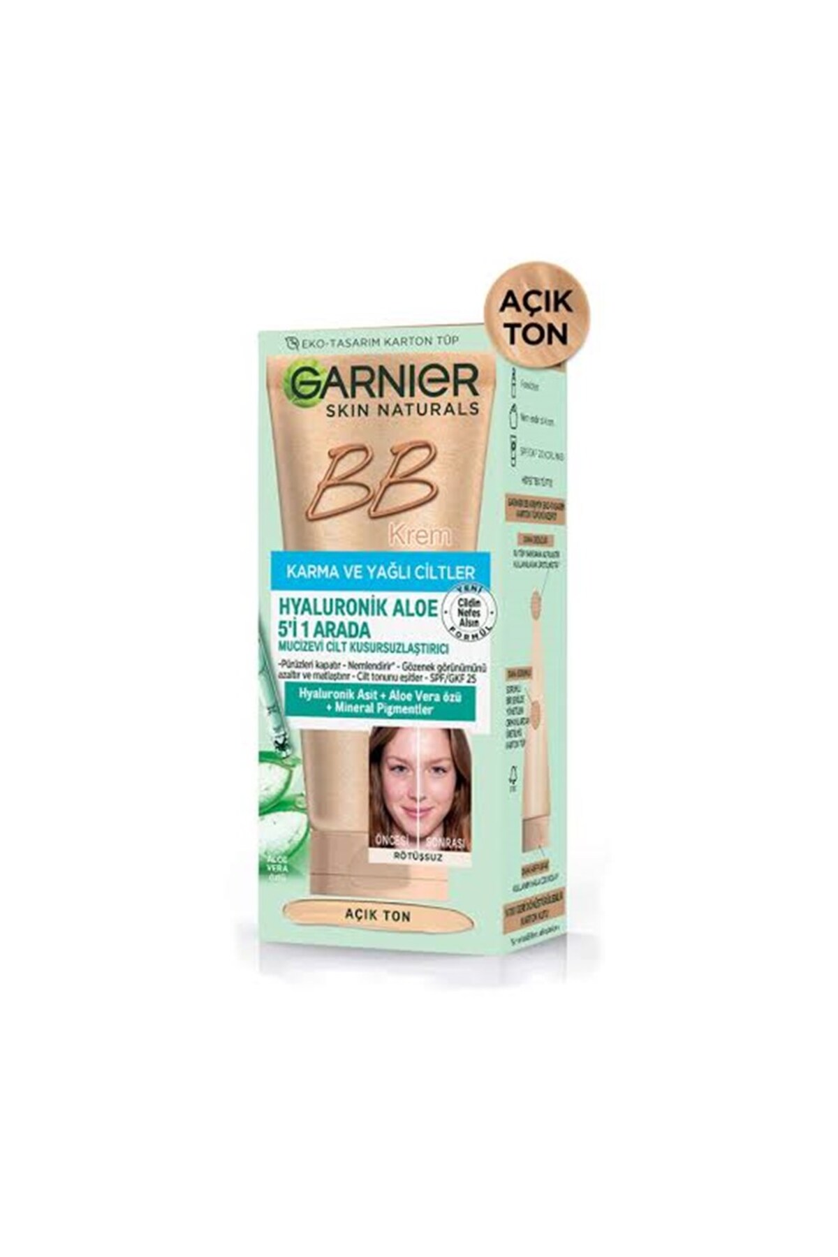Garnier کرم بی بی هیالورونیک آلوئه ورا بدون روغن رنگ سبک 50 میلی لیتر
