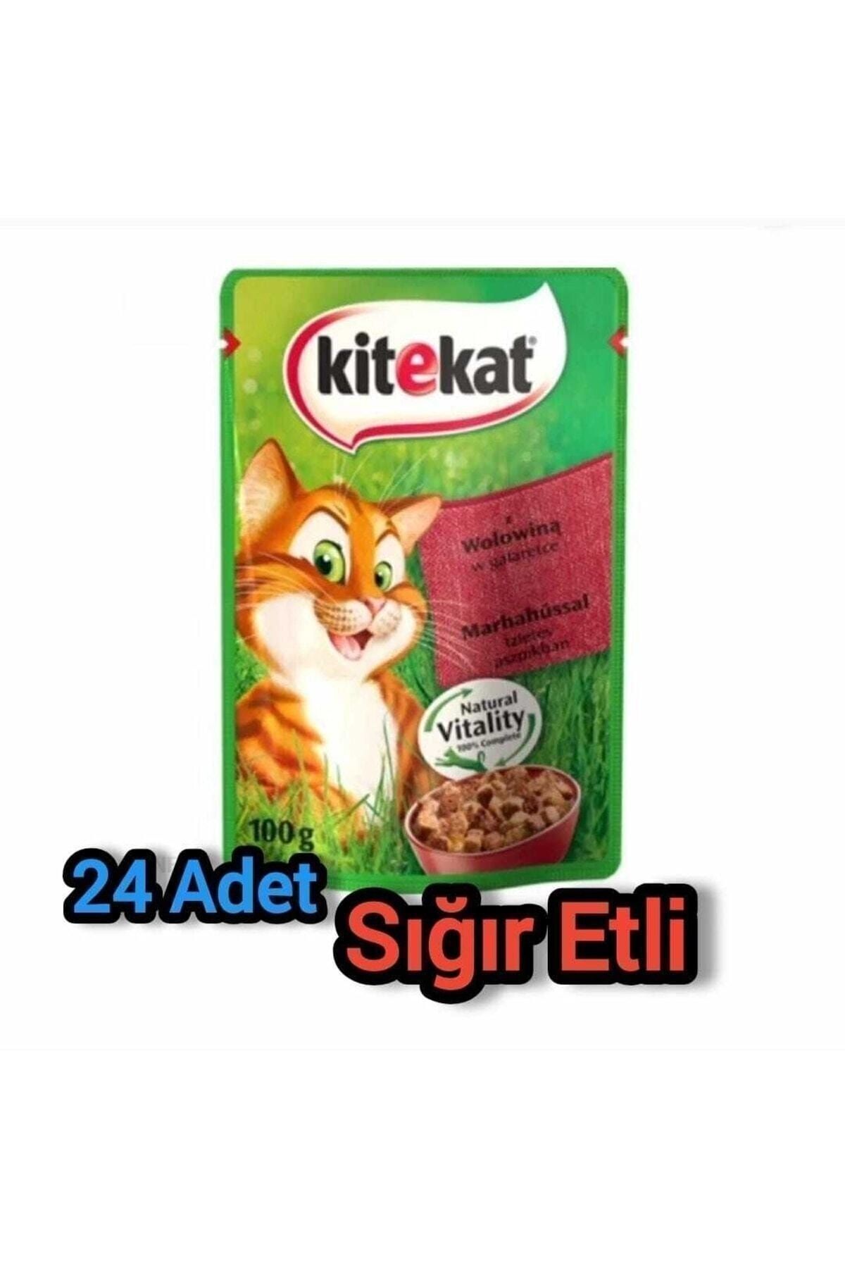 غذای مرطوب گربه کیت‌کت Kitekat با گوشت گاو و سس گریوی، ۲۴ بسته ۸۵ گرمی