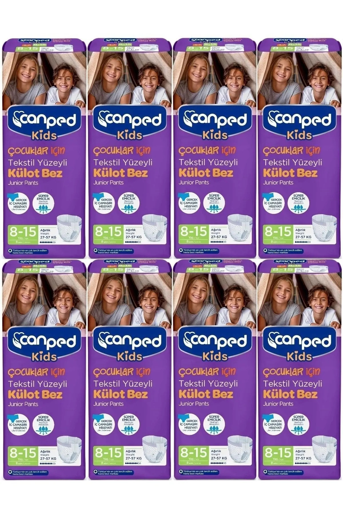 پوشک بچه شورت گانه 8 تا 15 سال 27 57 کیلوگرم بسته تایی اورجینال Canped