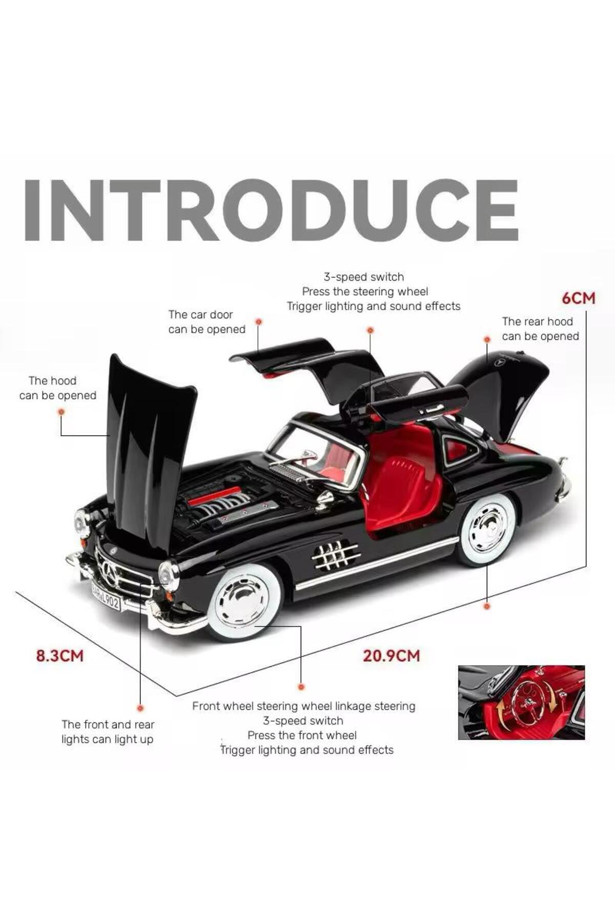 مدل خودرو MERCEDES BENZ 300 SL مشکی 1954 MODEL کلاسیک CAR 1 24 SCALE 300SL اورجینال SECTOYS