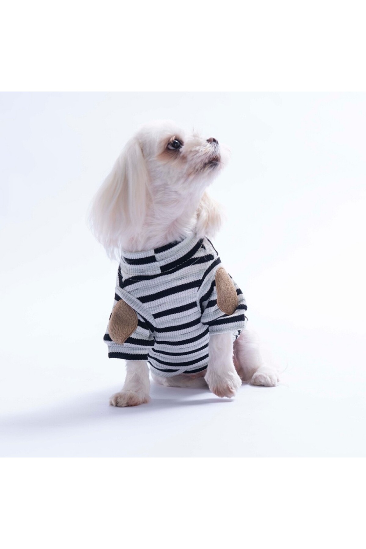 سویشرت مشکی راه‌راه Marseille Softline برای سگ و گربه، پاواستار Pawstar