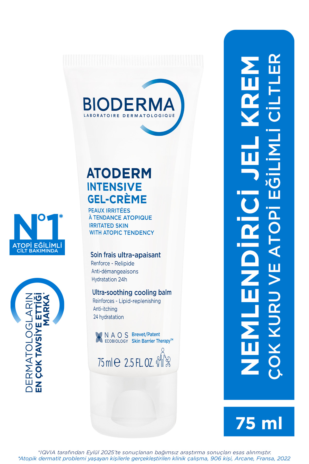 ژل کرم شستشو صورت مدل Atoderm Intensıve با حجم 75 میل بایودرما Bioderma