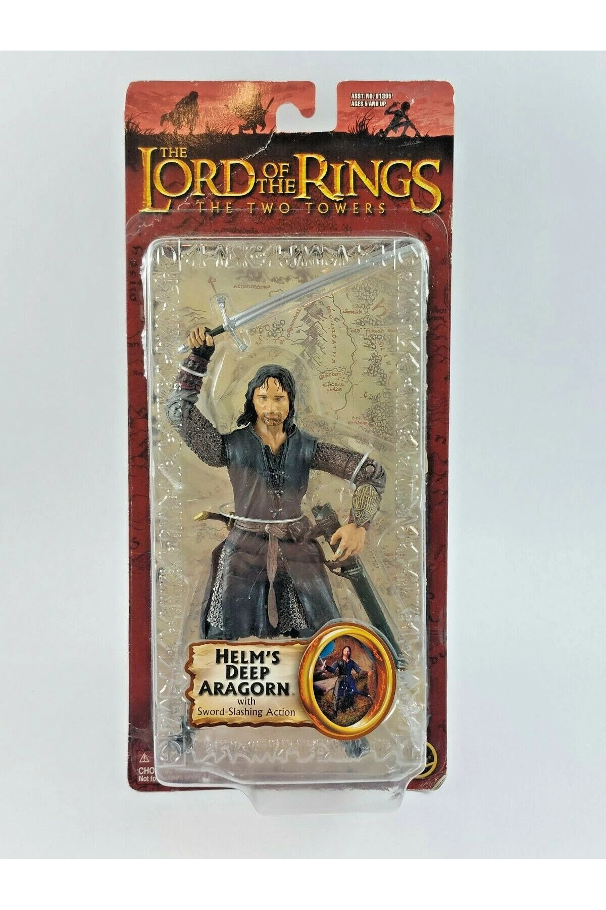 فیگور ارباب حلقه ها دو برج HELM'S DEEP ARAGORN SWORD SLASHING TOY BIZ 2003 شکل از ترکیه Toybiz