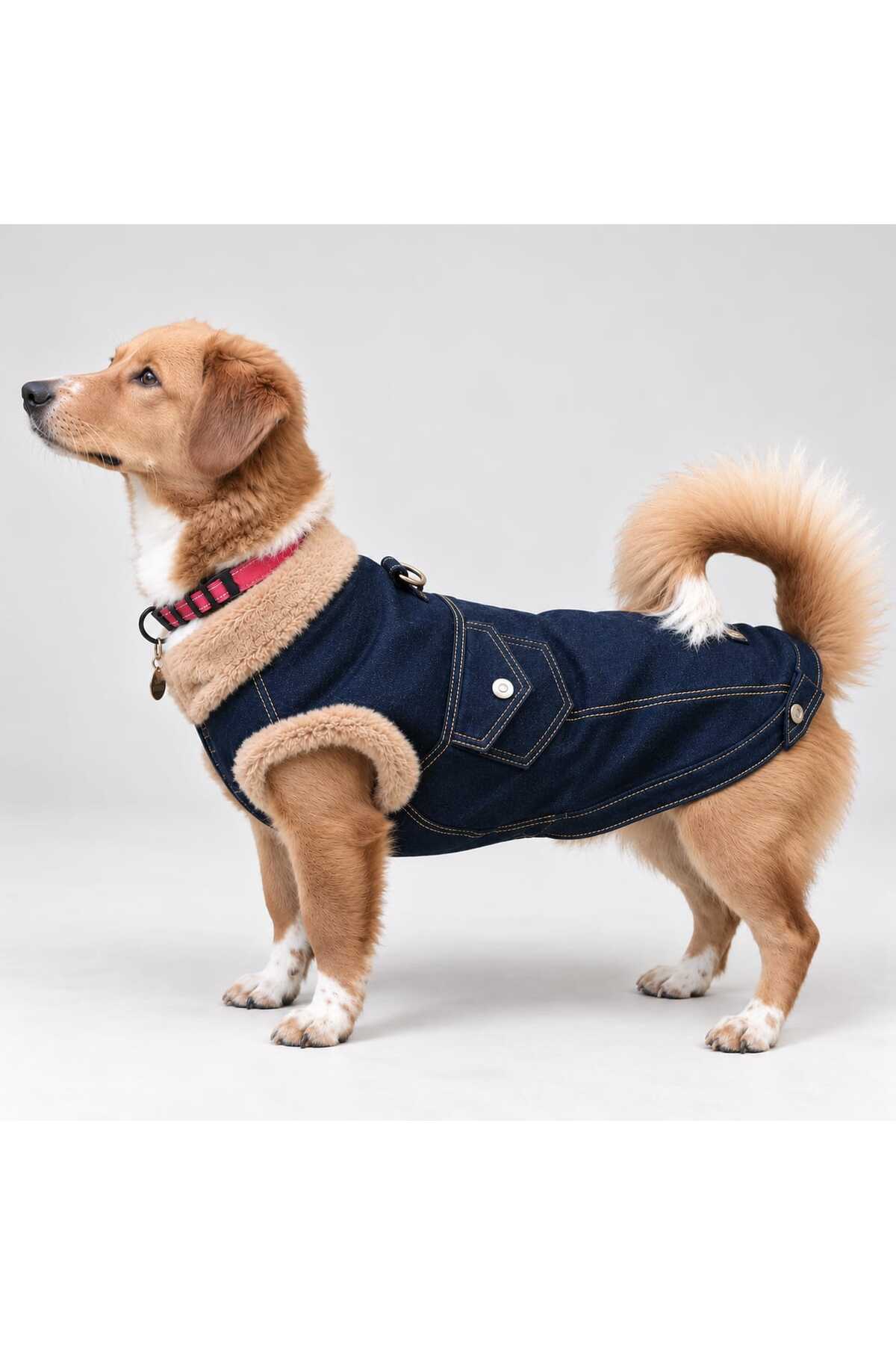 کت جین سگ Cosy Up لولو د اربن پاپ Lulu The Urban Pup با آستر پشم مصنوعی آبی