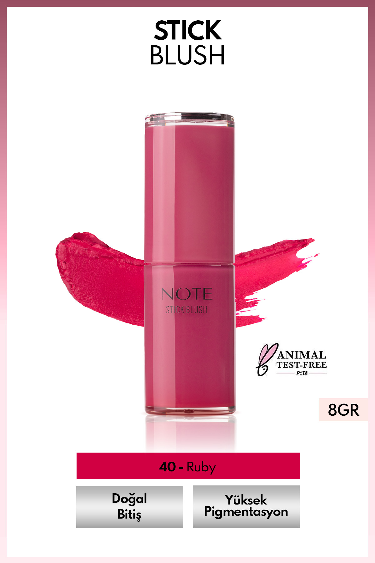 رژگونه استیک مرطوب کننده نرم 40 روبی Note Cosmetics
