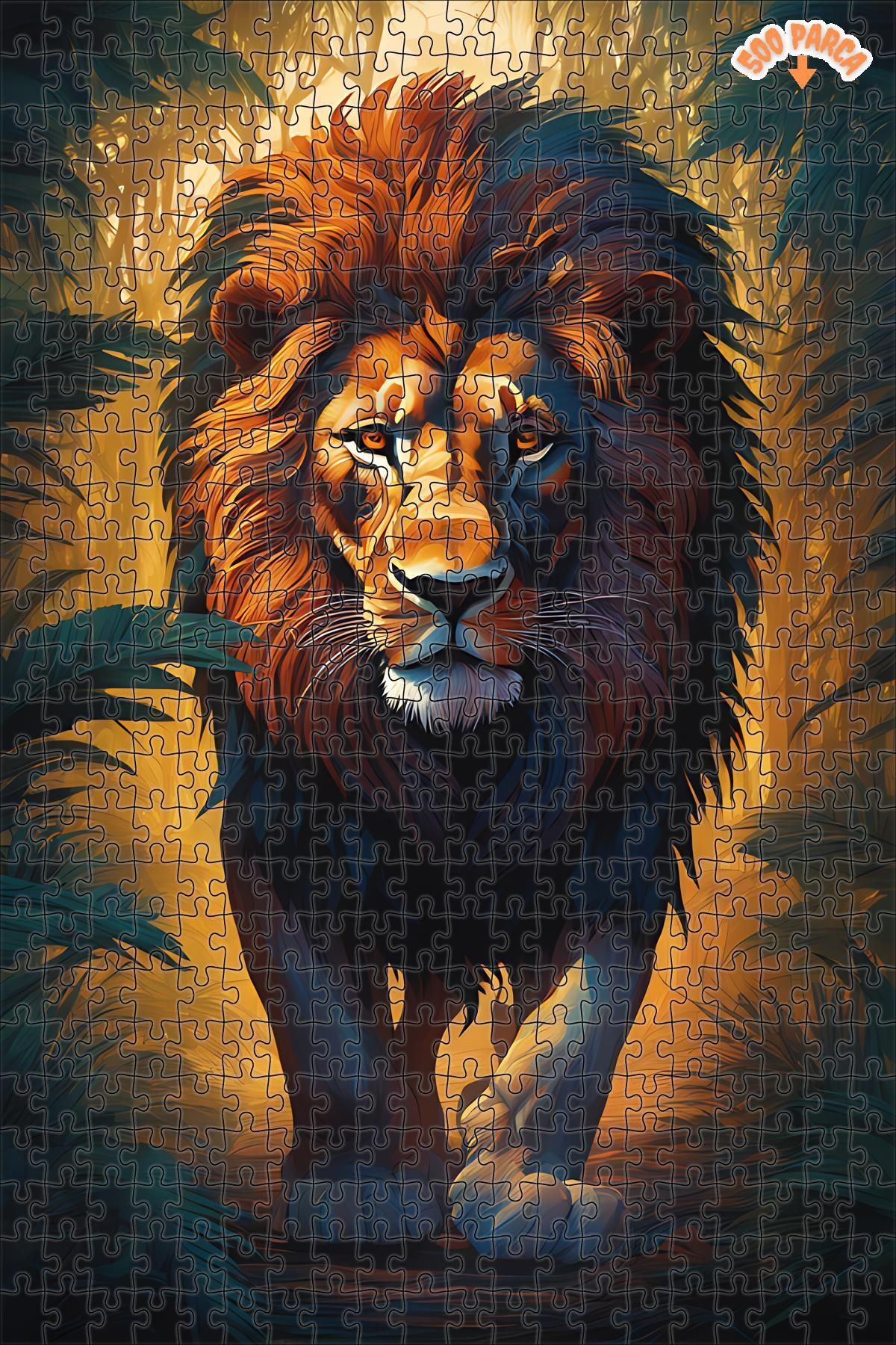 پازل KINGDOM OF THE FOREST LION DOMINATION چوبی با قاب دوطبقه 500 عددی 50X30 Teona Ahşap