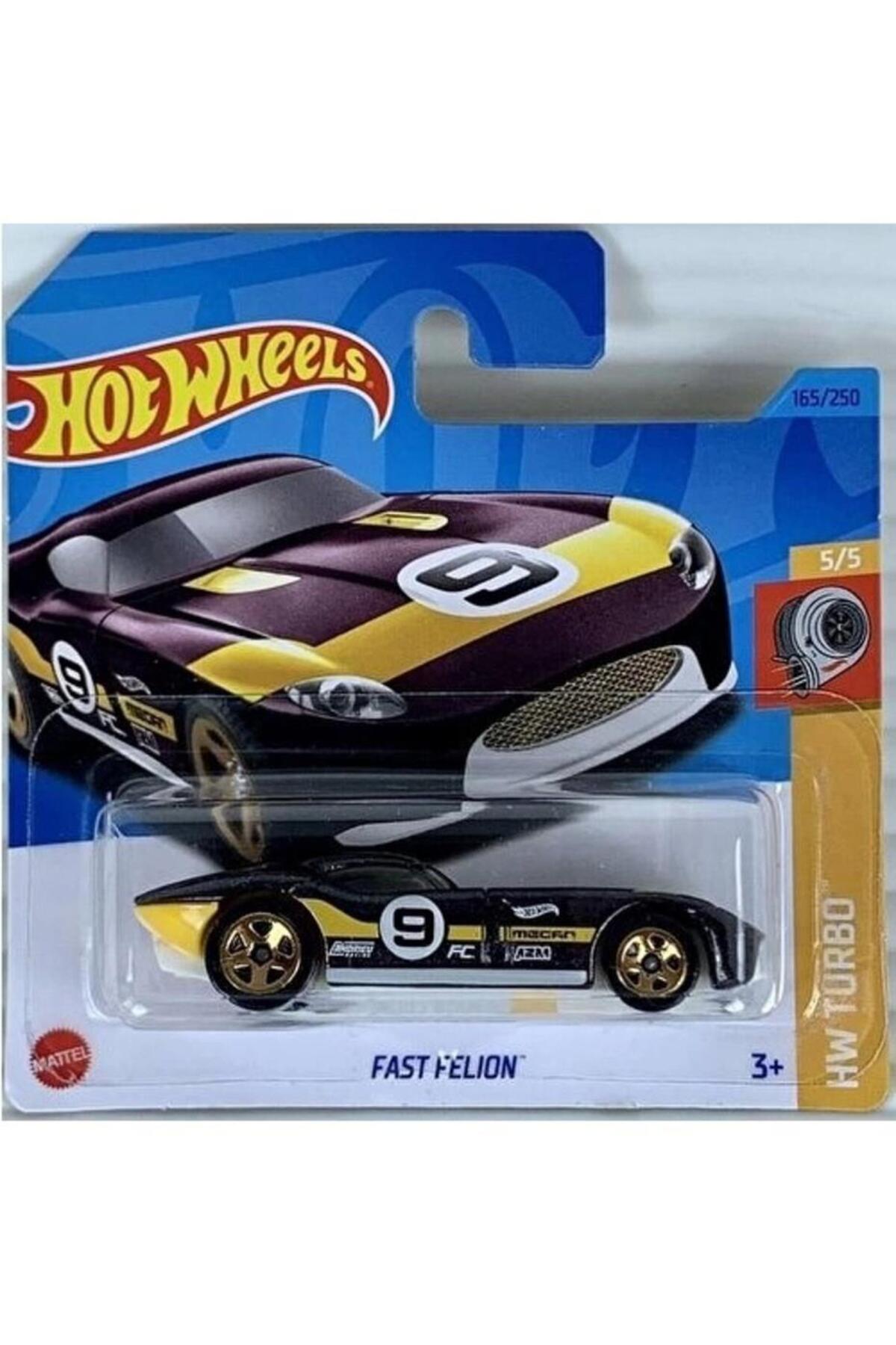 ماشین اسباب بازی 1 64 در مقیاس اتومبیل های معمولی HKJ39 HW TURBO FAST FELION YELLOW BLACK هات ویلز اورجینال HOT WHEELS