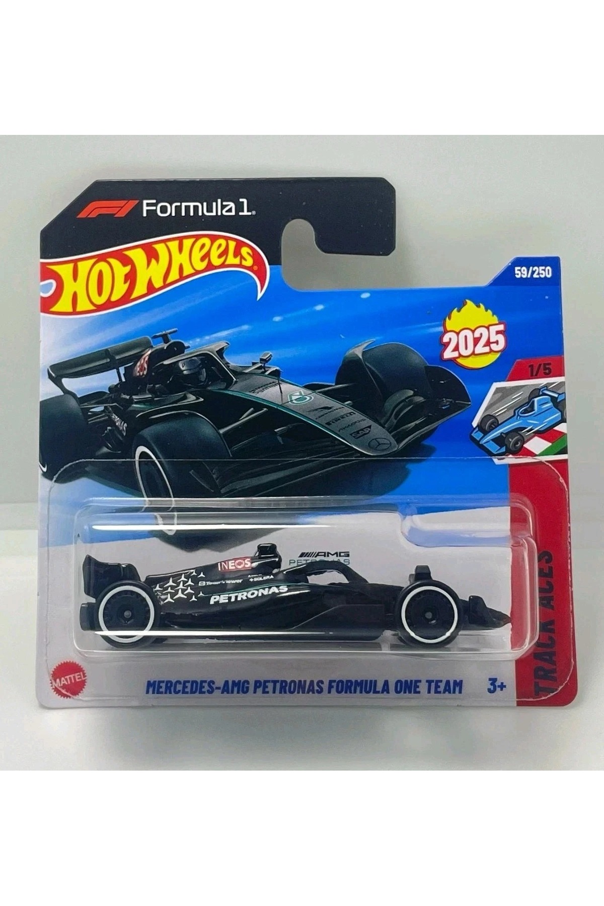 ماشین اسباب بازی MERCEDES AMG PETRONAS FORMULA 1 RACING TROUP کارت کوتاه 1: 64 2025 سری ACES هات ویلز اورجینال HOT WHEELS