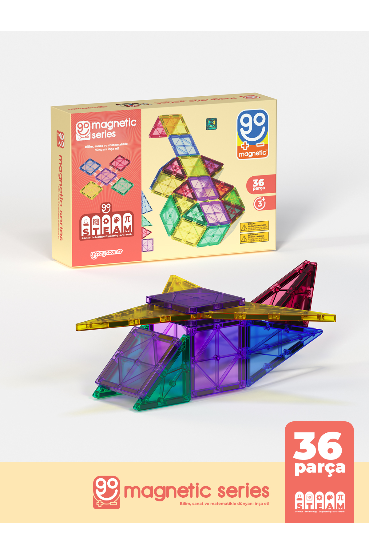 اسباب بازی آموزشی 36 قطعه مغناطیسی اصلی اورجینال Go Toys