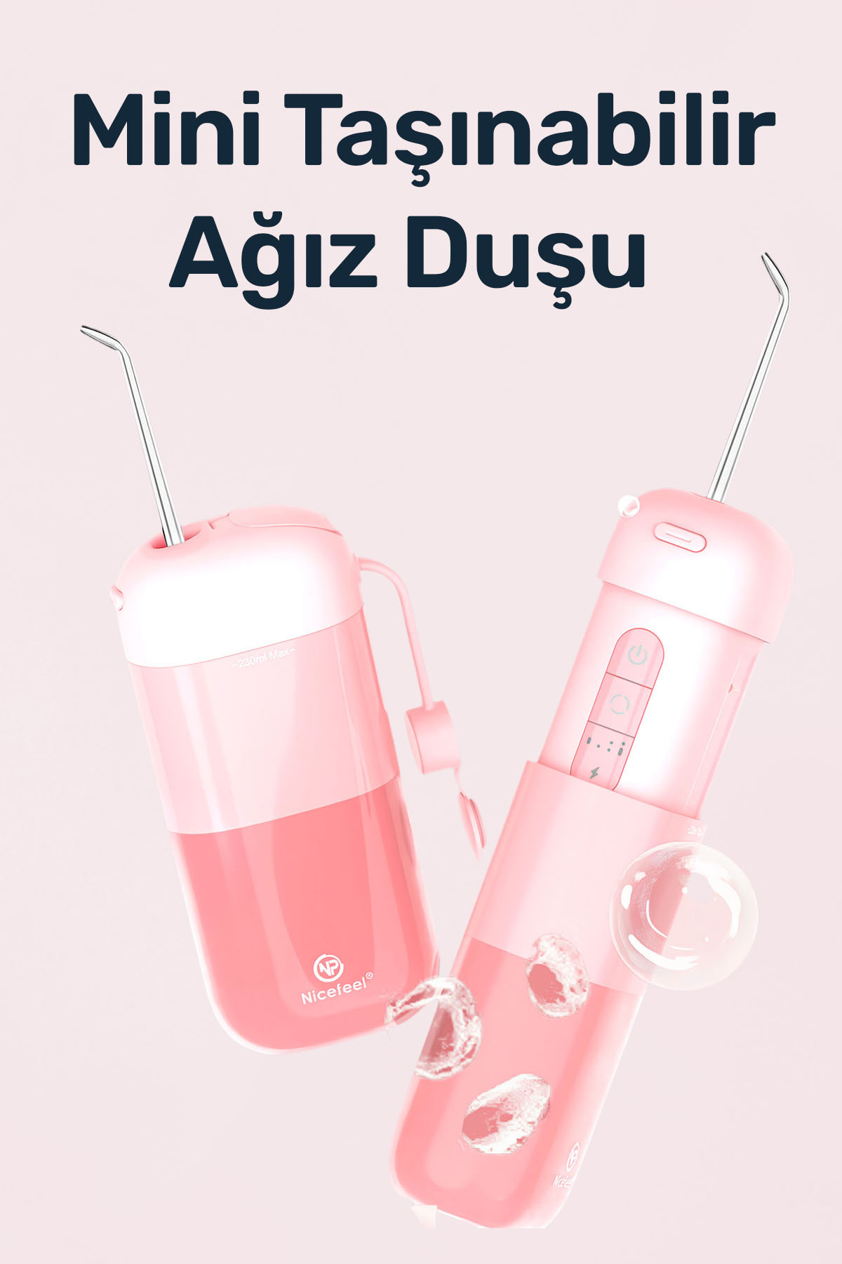 مسواک شارژی NICEFEEL FC5170 MINI قابل حمل شارژ بریس مراقبت از دندان مصنوعی و شستشوی دهان حرفه ای صورتی اورجینال NPO