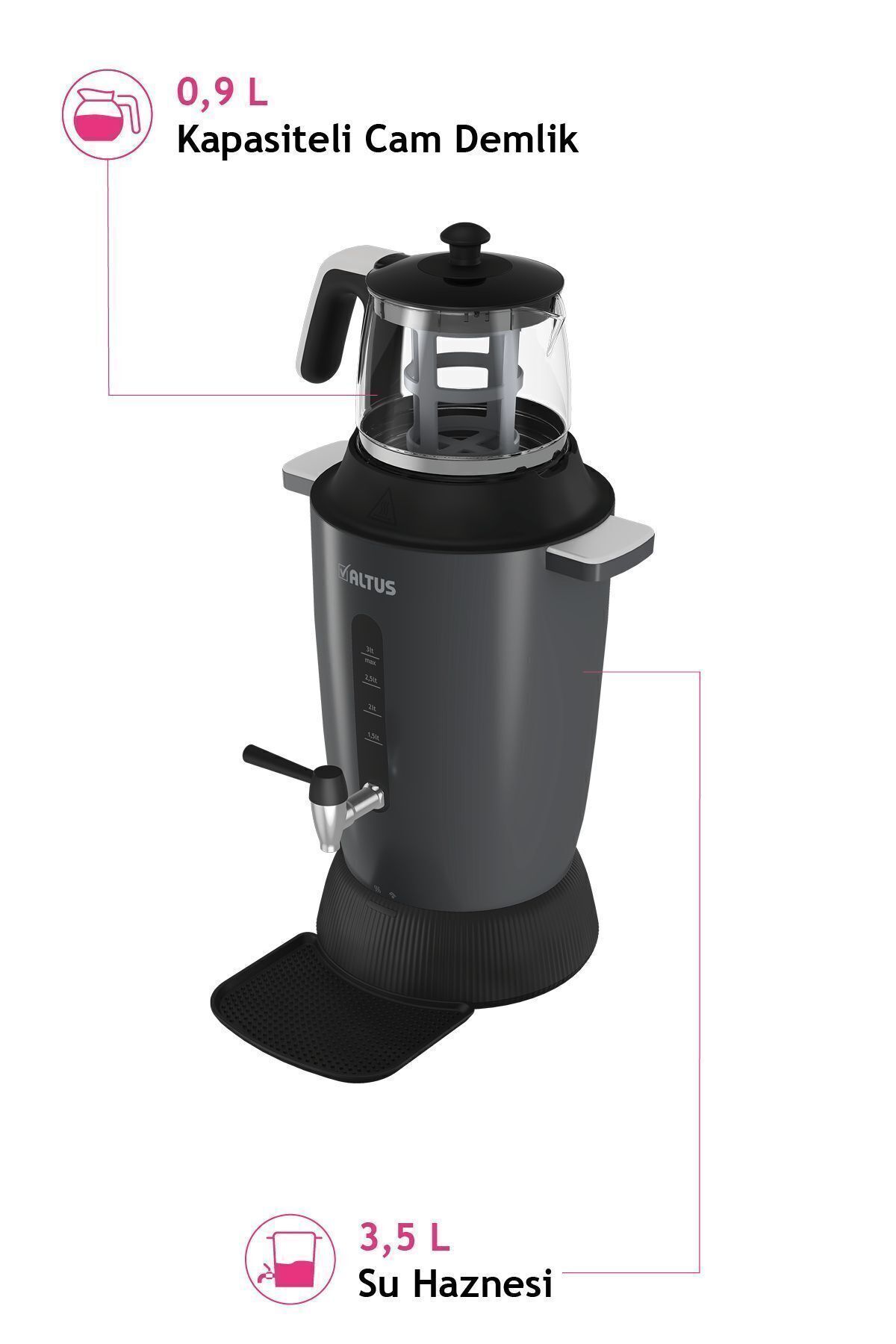 چای ساز دستگاه خوری سماور AL 798 اورجینال Altus