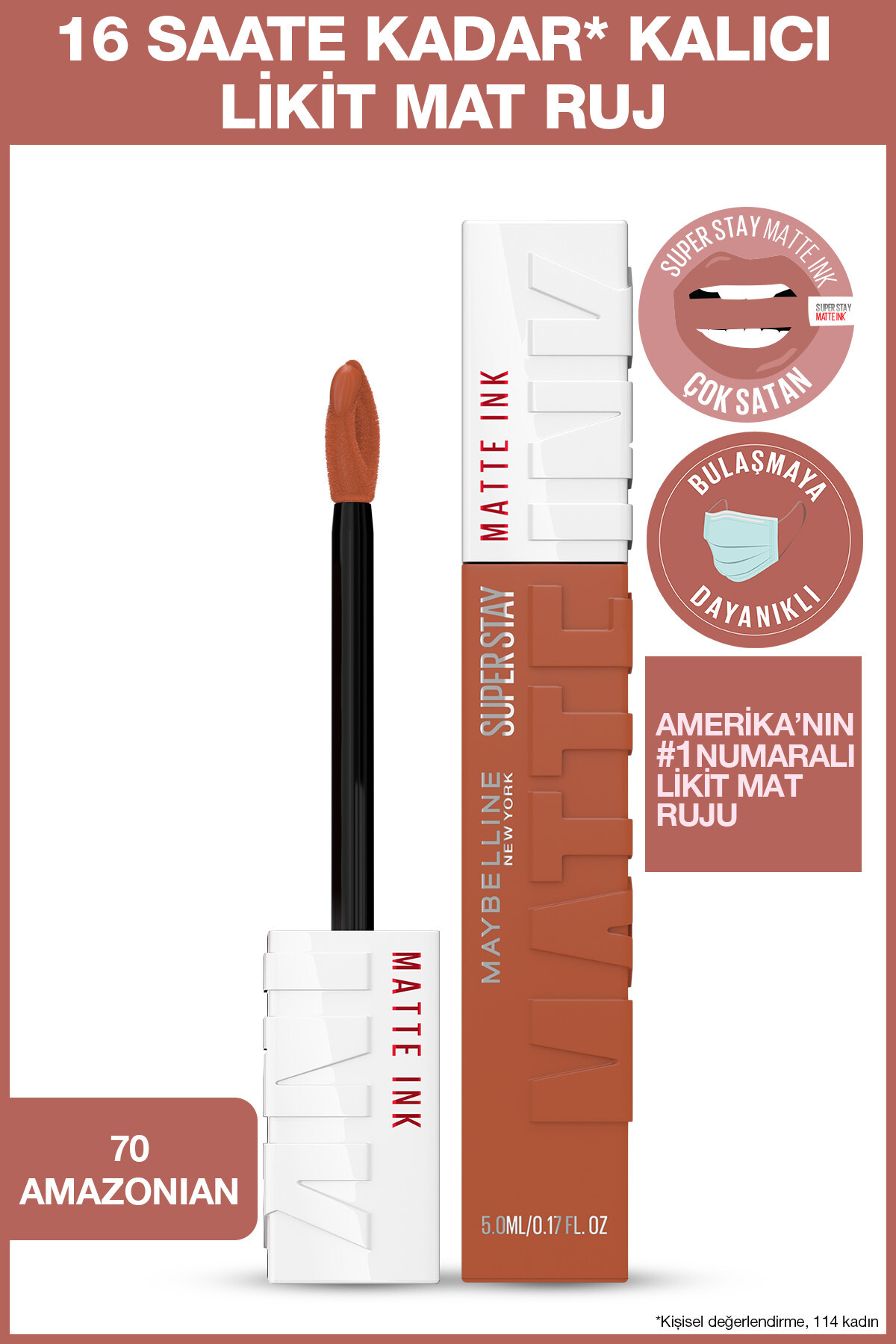 رژ لب مات مایع - 70 Amazonian میبلین Maybelline