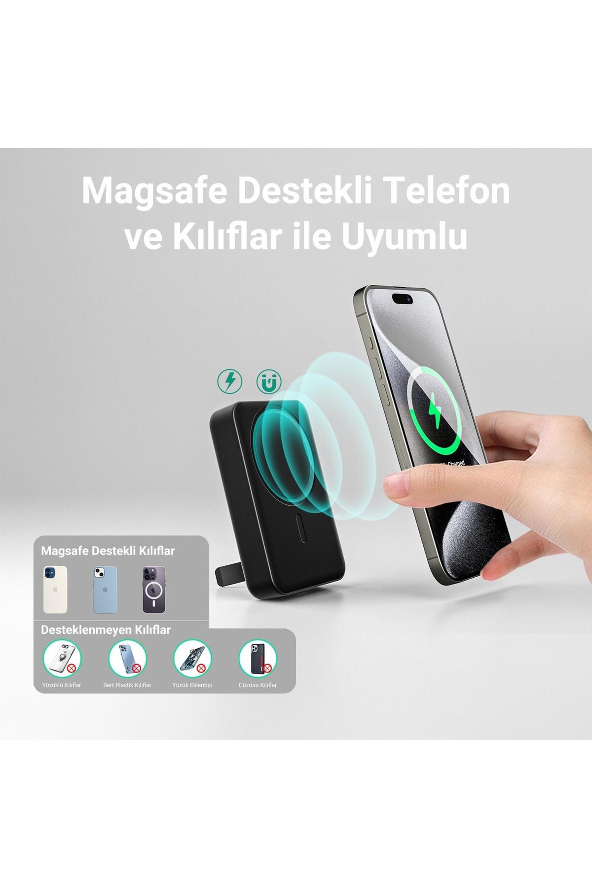 پاوربانک شارژر سریع بی سیم قابل حمل 10000 ماه MAGSAFE PD20W با پایه سفید اورجینال Juo