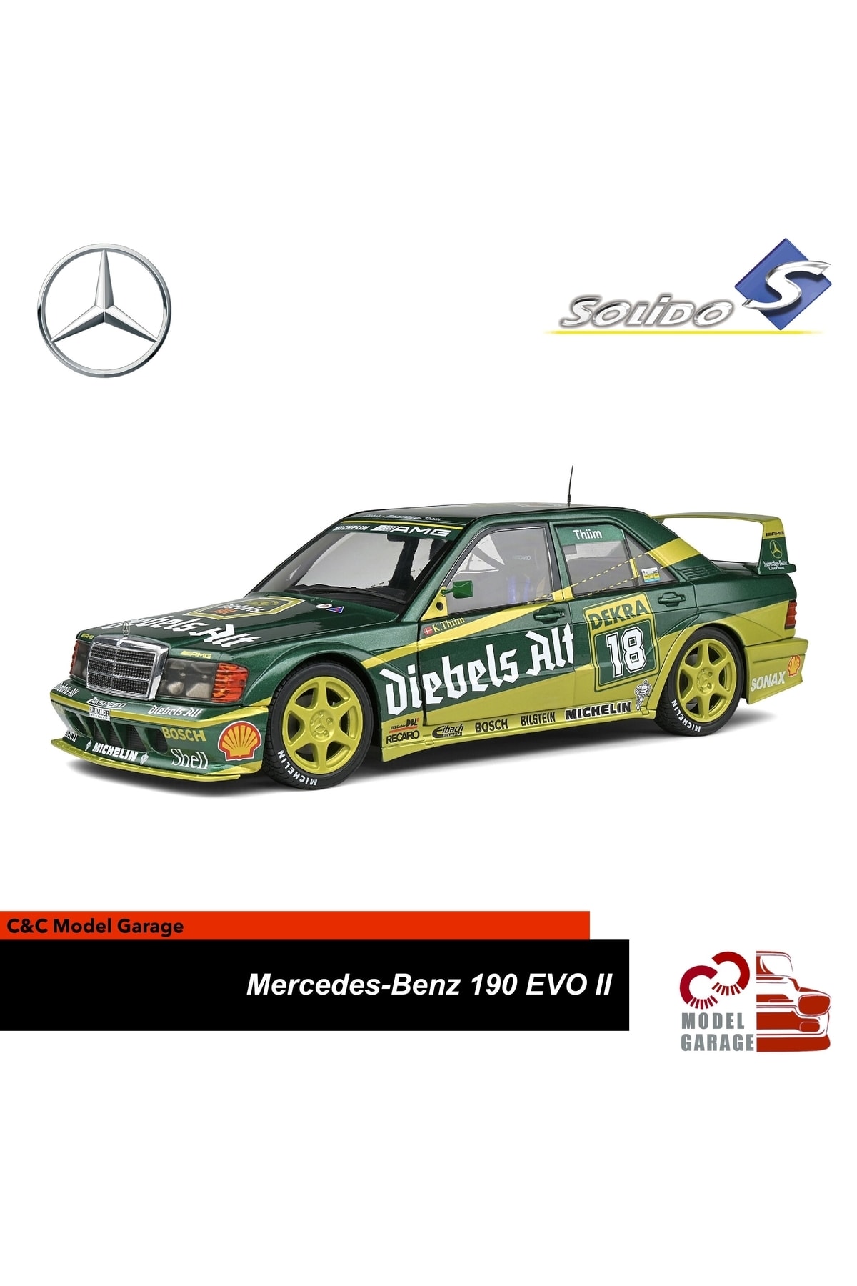 مدل خودرو مرسدس 190 EVO II 1 18 SCALE DIECAST METAL MODEL اورجینال Solido
