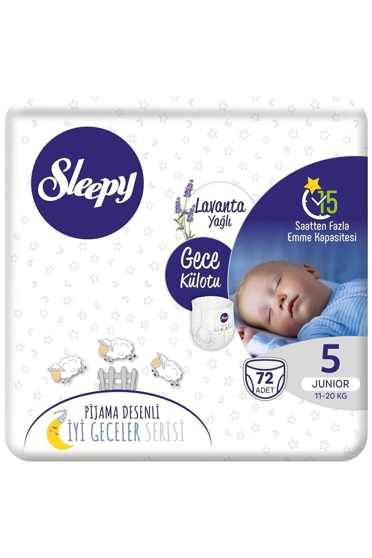 پوشک بچه شورت شب روغنی اسطوخودوس سایز 5 جونیور 72 عدد اورجینال Sleepy