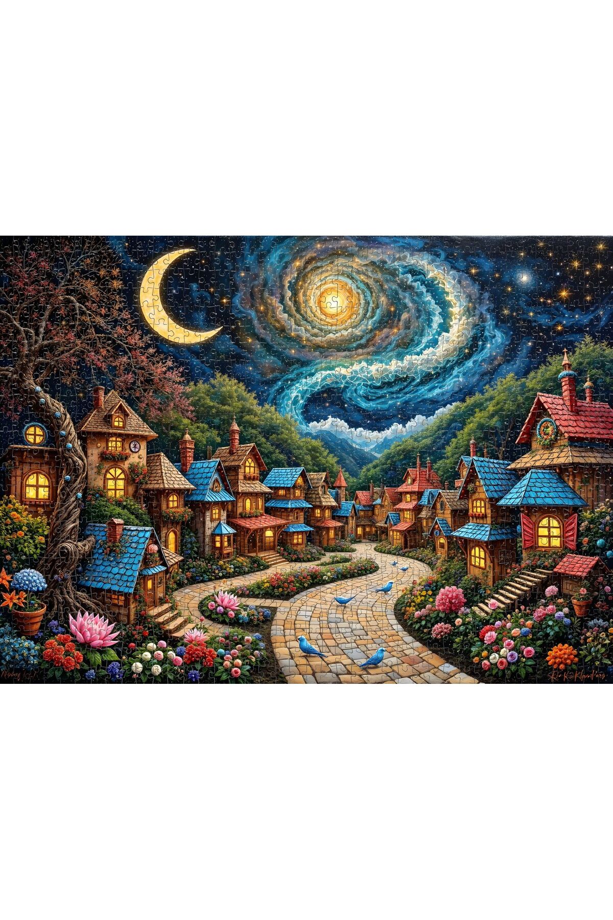 پازل 1000 تکه FAIRYTALE VILLAGE UNDER THE STARS فانتزی Nova Puzzle