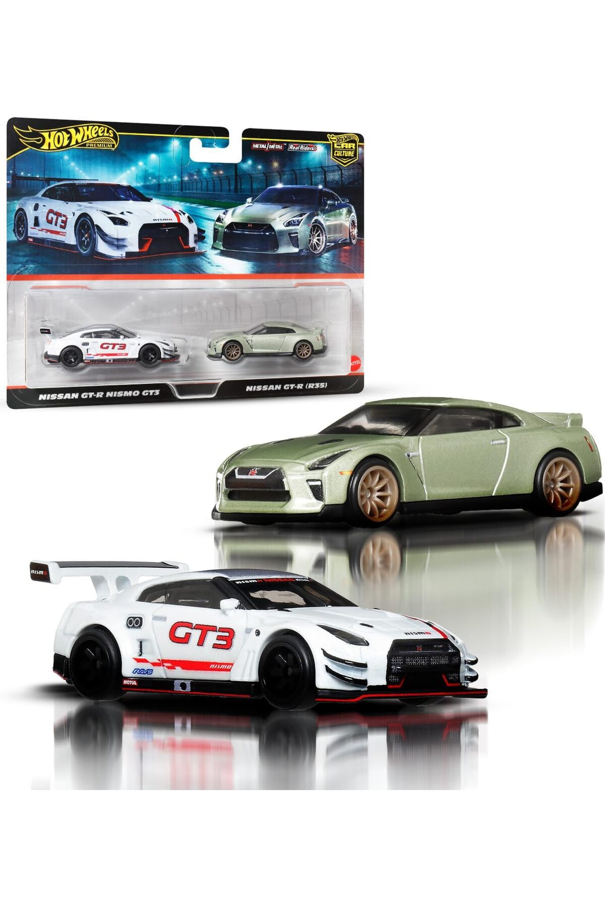 ماشین اسباب بازی بسته 2 پریمیوم 2025 MIX 4 NISSAN GT R NISMO GT3 & از ترکیه HOT WHEELS